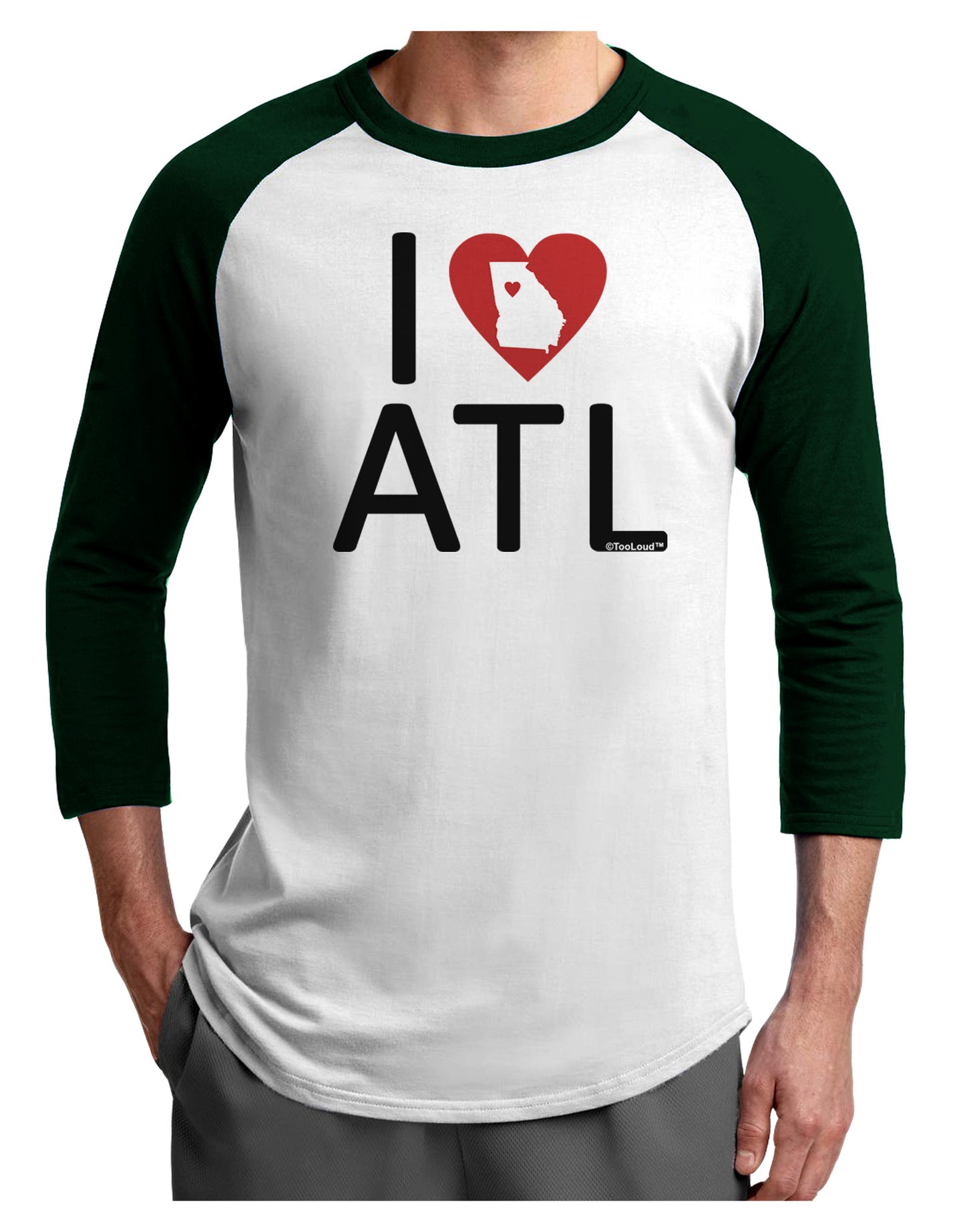I Heart Atlanta Adult Raglan Shirt-Raglan Shirt-TooLoud-White-Forest-X-Small-Davson Sales