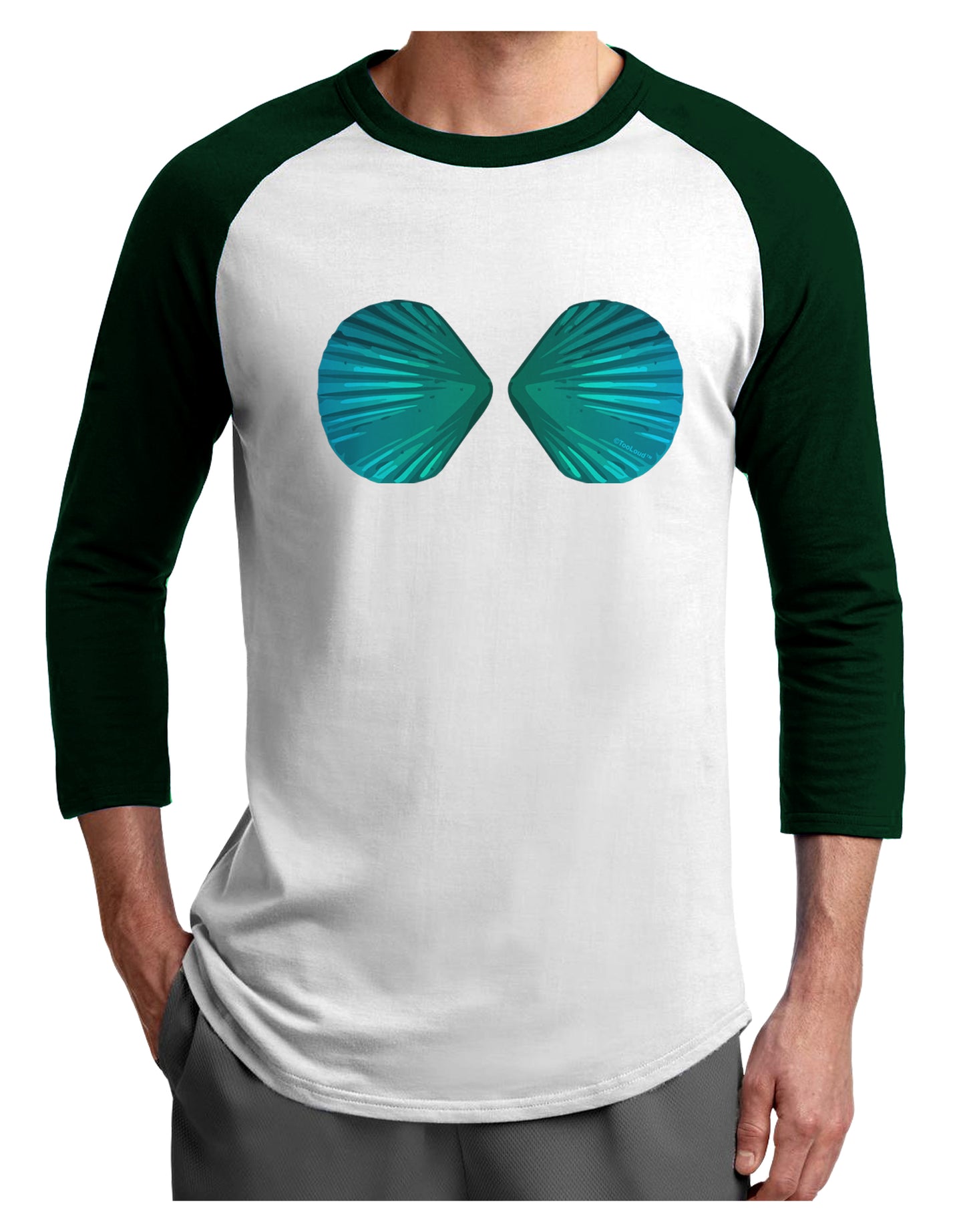 Mermaid Shell Bra Blue Adult Raglan Shirt by TooLoud-TooLoud-White-Forest-X-Small-Davson Sales