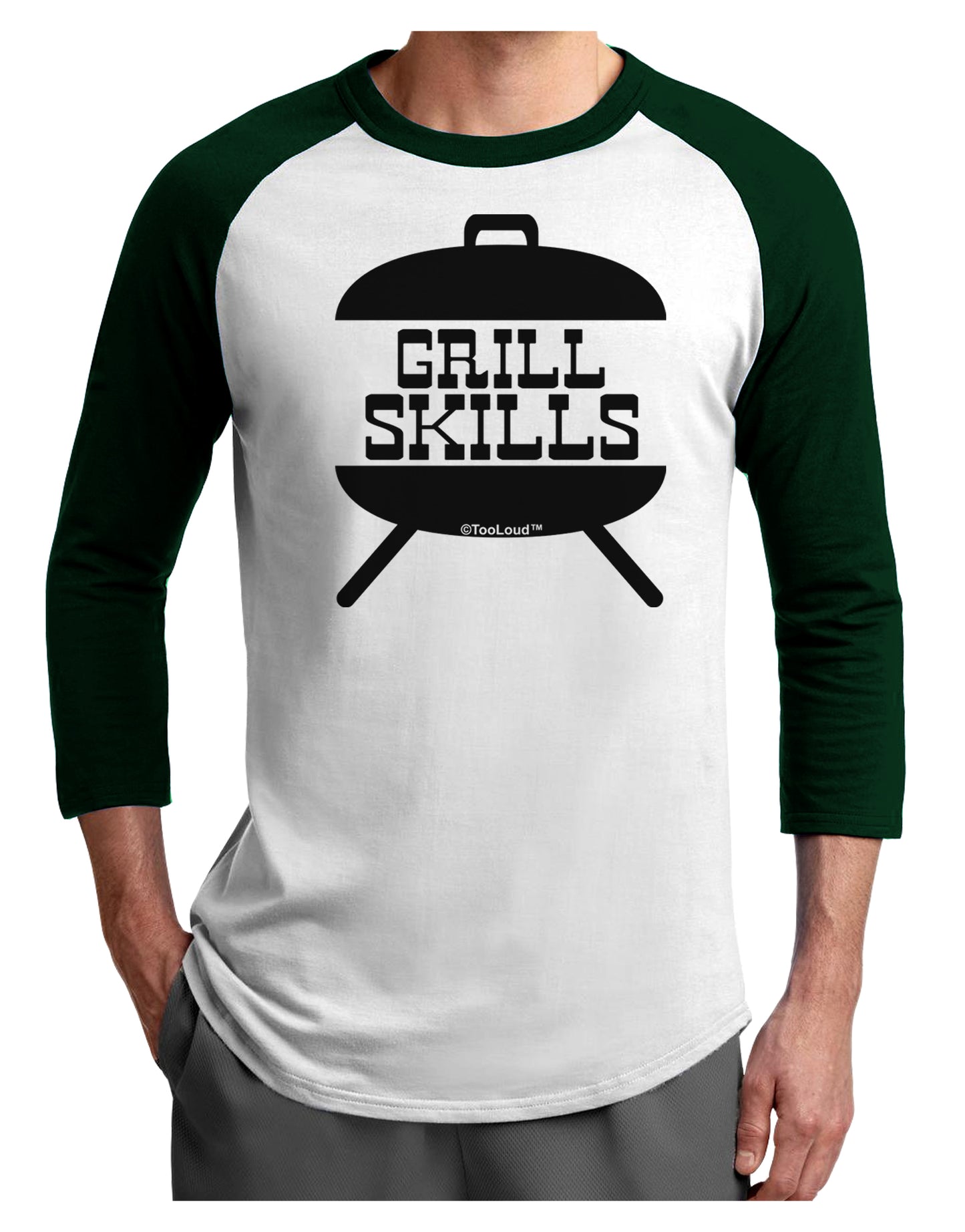 Grill Skills Grill Design Adult Raglan Shirt by TooLoud-TooLoud-White-Forest-X-Small-Davson Sales