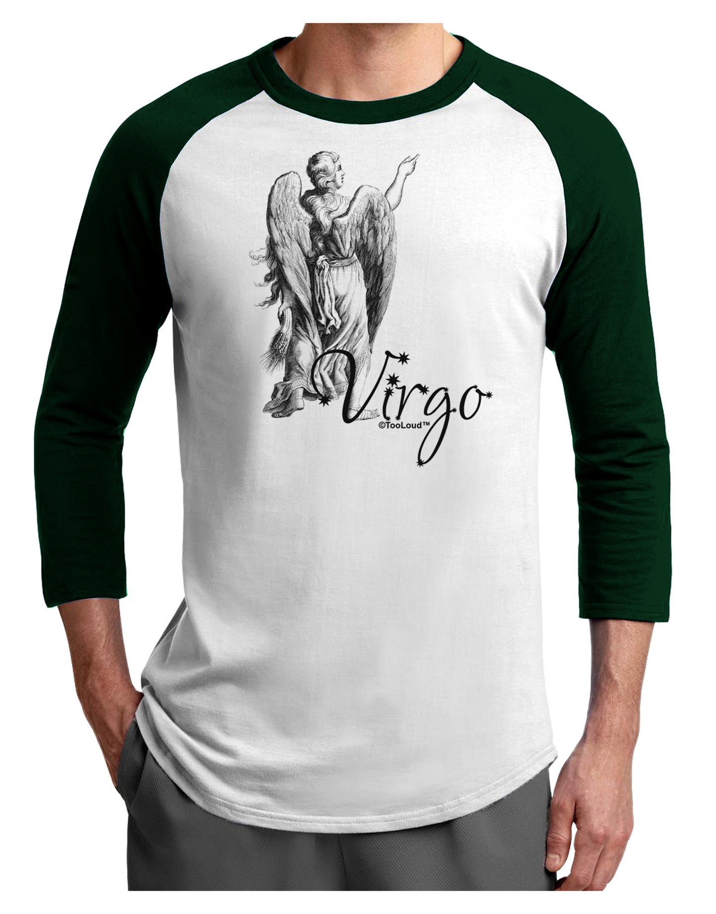 Virgo Illustration Adult Raglan Shirt-TooLoud-White-Forest-X-Small-Davson Sales