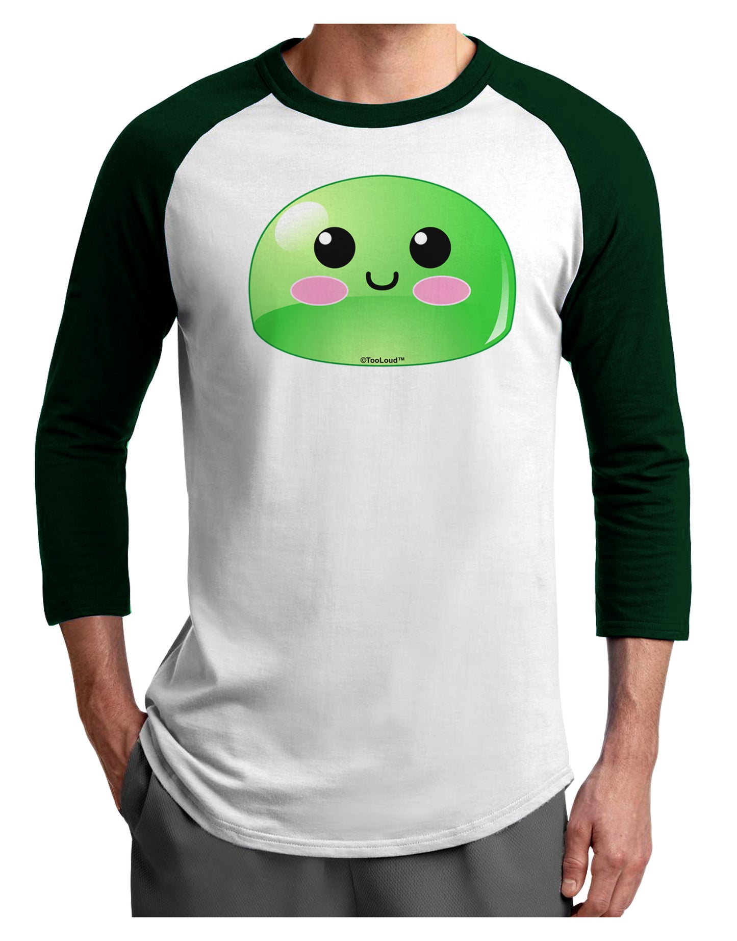Cute RPG Slime - Green Adult Raglan Shirt by TooLoud-TooLoud-White-Forest-X-Small-Davson Sales