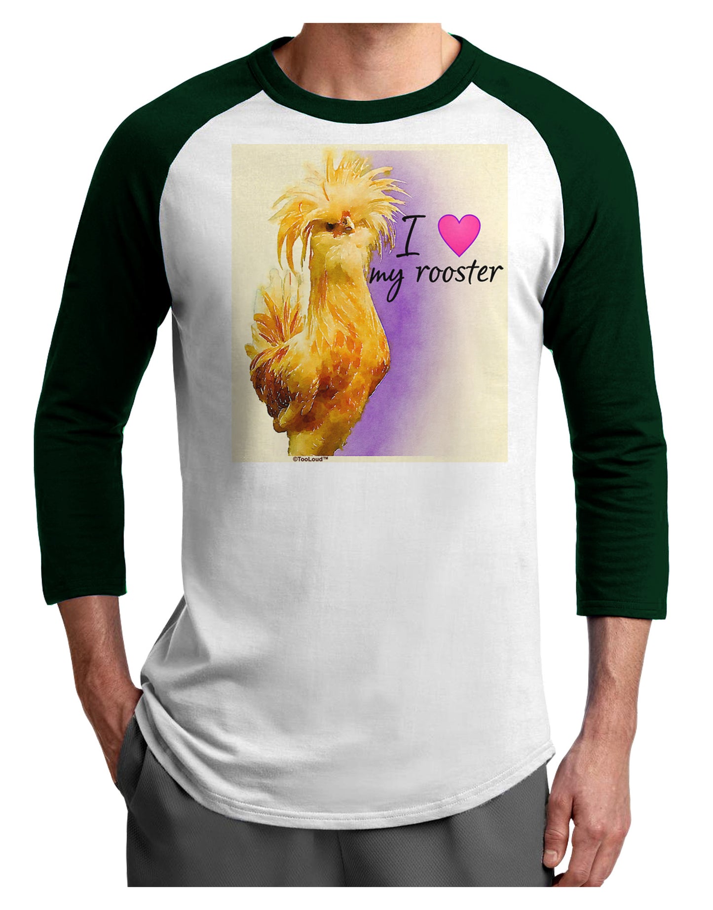 I Heart My Rooster Adult Raglan Shirt-Wall Clock-TooLoud-White-Forest-X-Small-Davson Sales