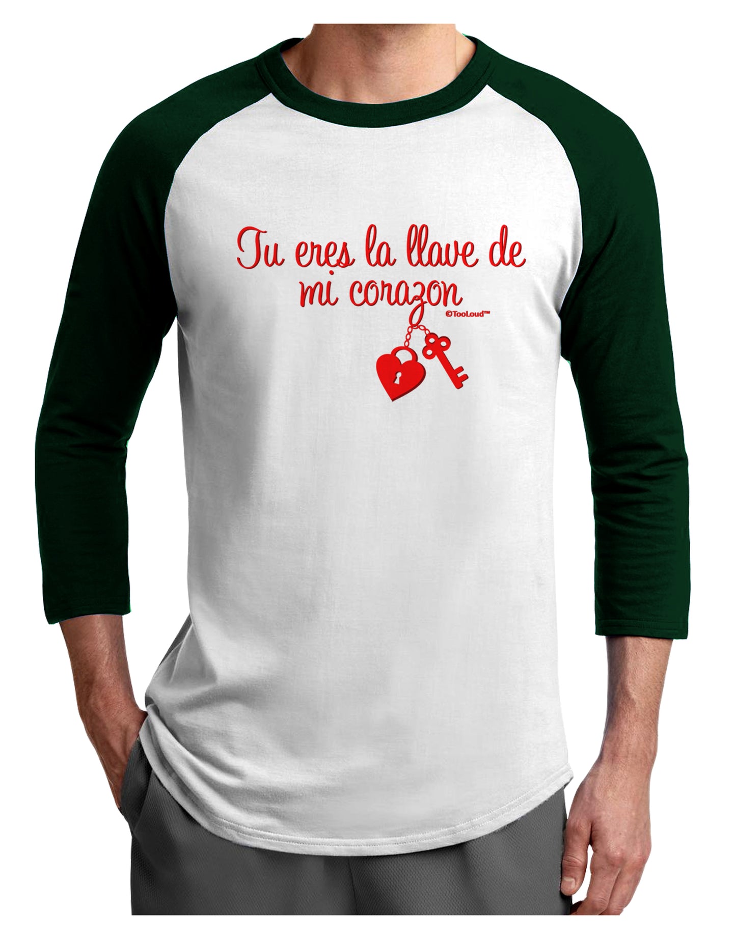 Tu Eres La Llave De Mi Corazon Adult Raglan Shirt by TooLoud-TooLoud-White-Forest-X-Small-Davson Sales