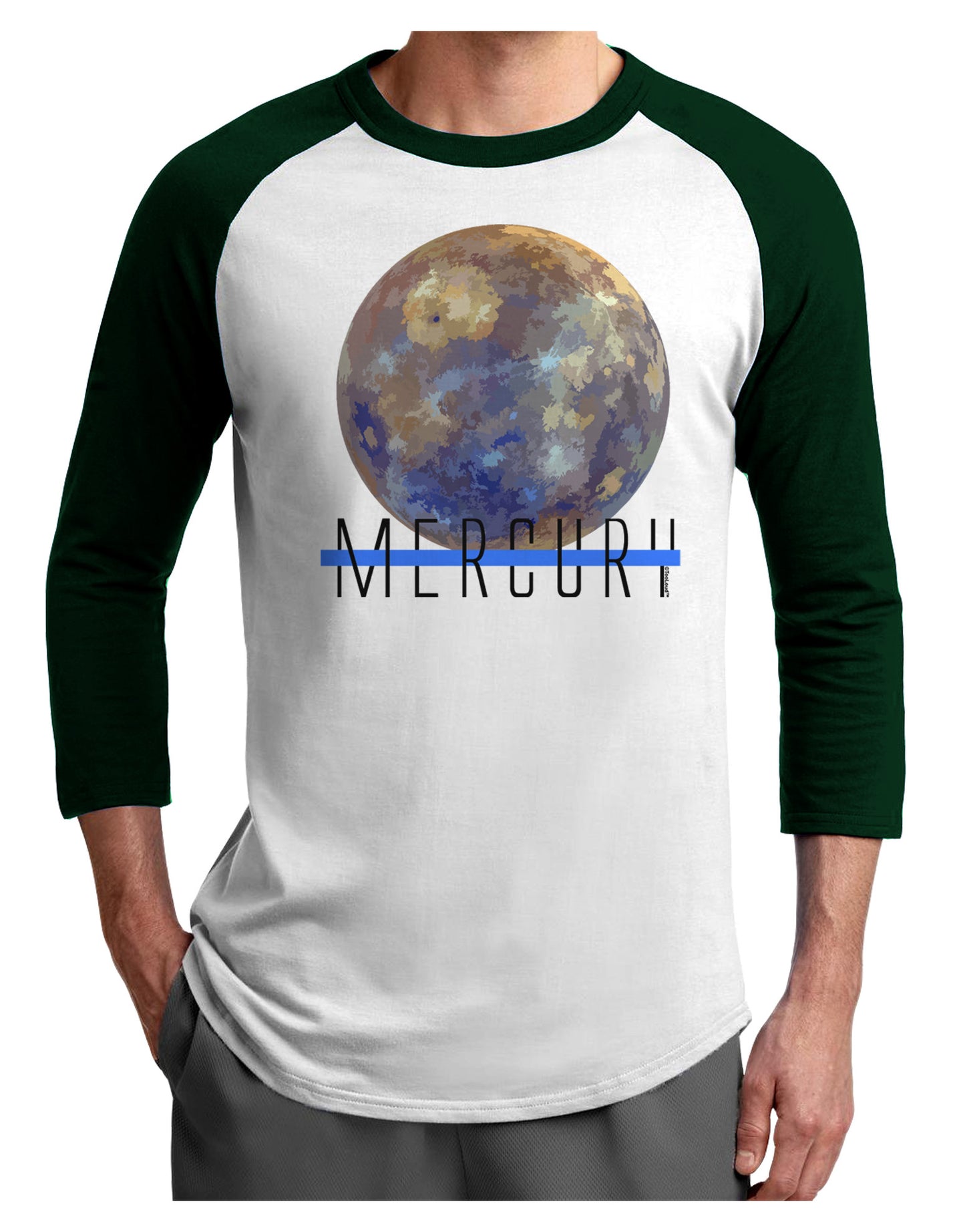 Planet Mercury Text Adult Raglan Shirt-Raglan Shirt-TooLoud-White-Forest-X-Small-Davson Sales