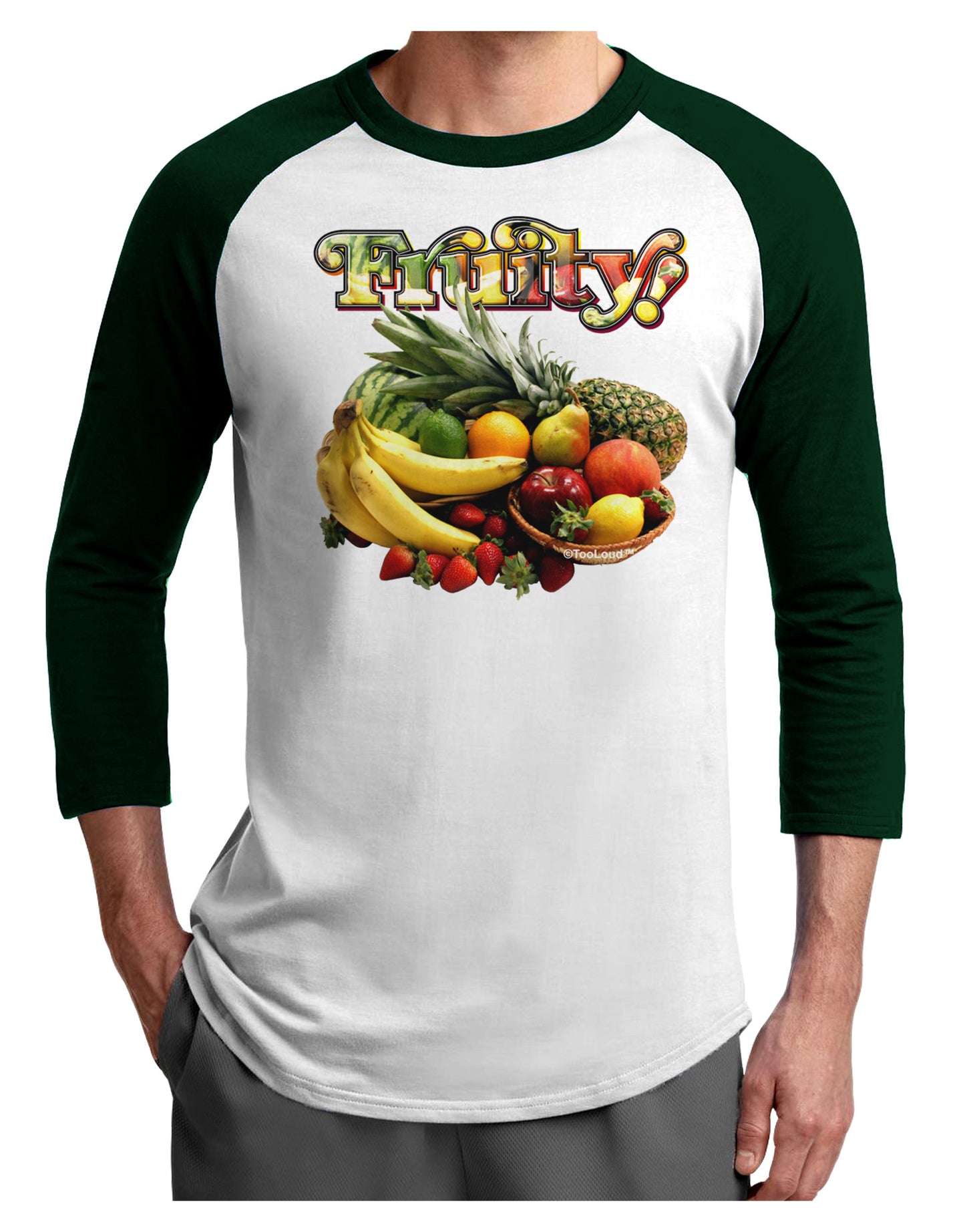 Fruity Fruit Basket 2 Adult Raglan Shirt-Raglan Shirt-TooLoud-White-Forest-X-Small-Davson Sales