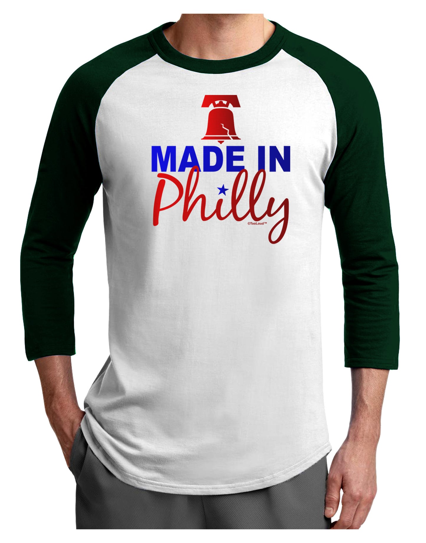 Made In Philly Adult Raglan Shirt-Raglan Shirt-TooLoud-White-Forest-X-Small-Davson Sales