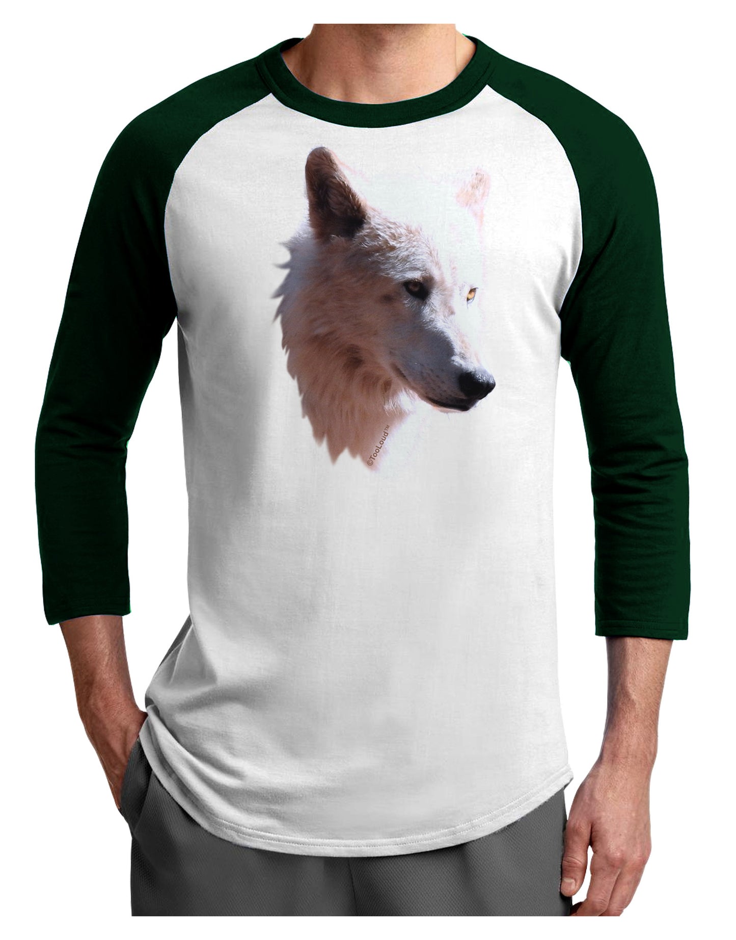 Magnificent White Wolf Head Adult Raglan Shirt-Raglan Shirt-TooLoud-White-Forest-X-Small-Davson Sales