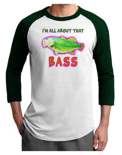 All About That Bass Fish Watercolor Adult Raglan Shirt-Raglan Shirt-TooLoud-White-Forest-X-Small-Davson Sales