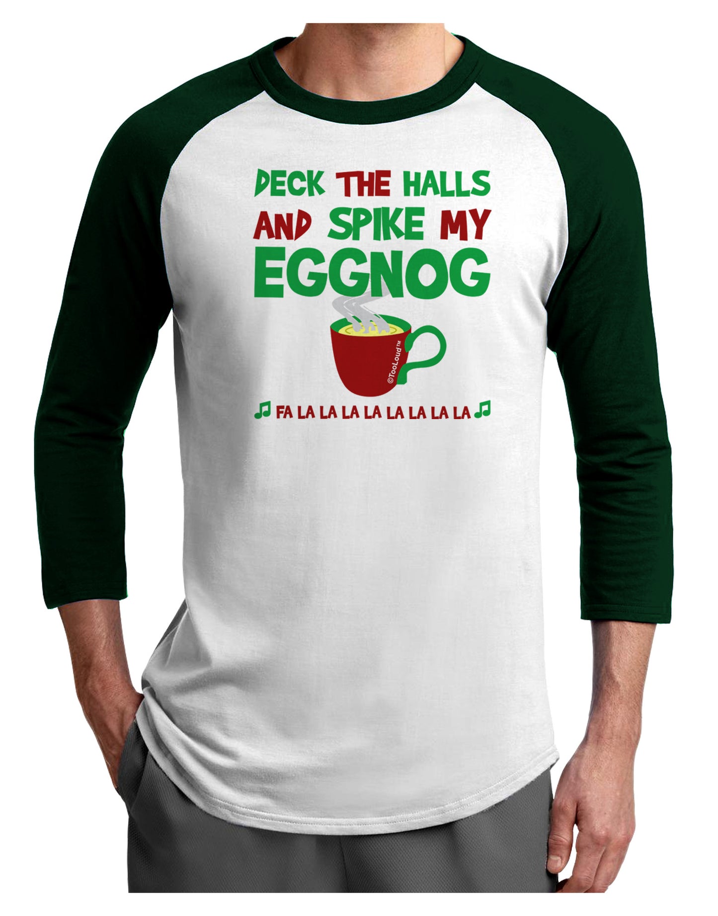 Spike My Eggnog Adult Raglan Shirt-Raglan Shirt-TooLoud-White-Forest-X-Small-Davson Sales