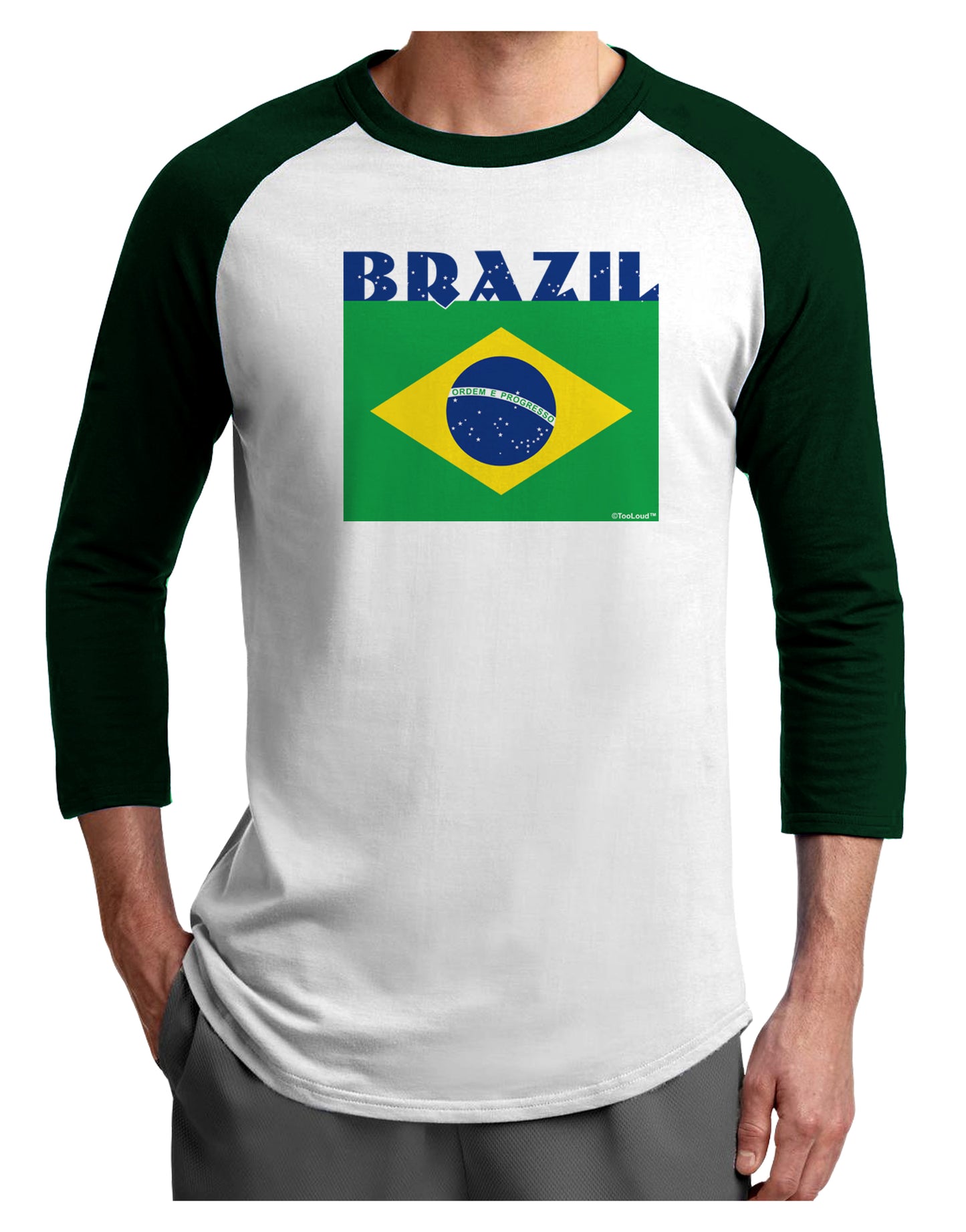 Brazil Flag Adult Raglan Shirt-Raglan Shirt-TooLoud-White-Forest-X-Small-Davson Sales