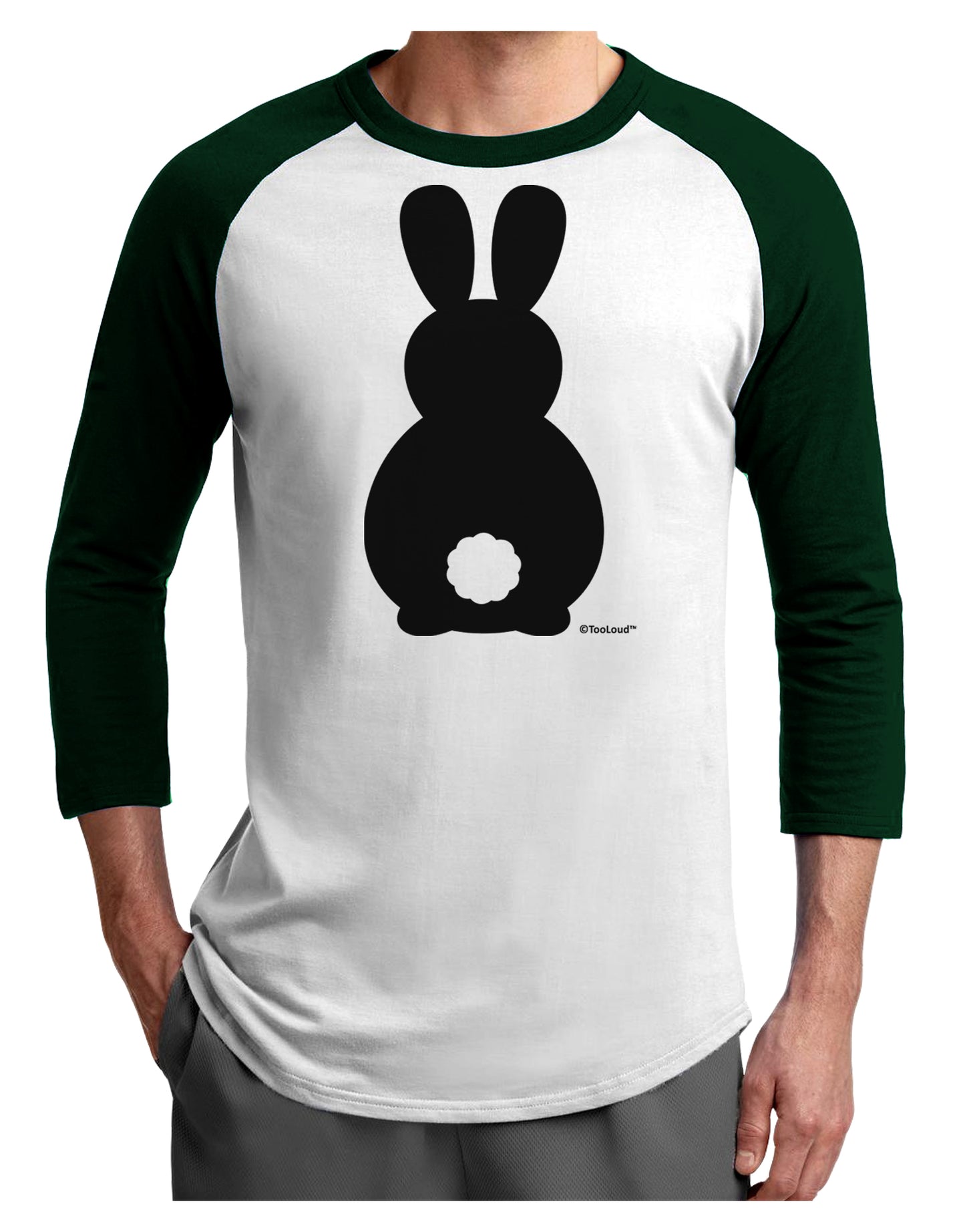 Cute Bunny Silhouette with Tail Adult Raglan Shirt by TooLoud-TooLoud-White-Forest-X-Small-Davson Sales
