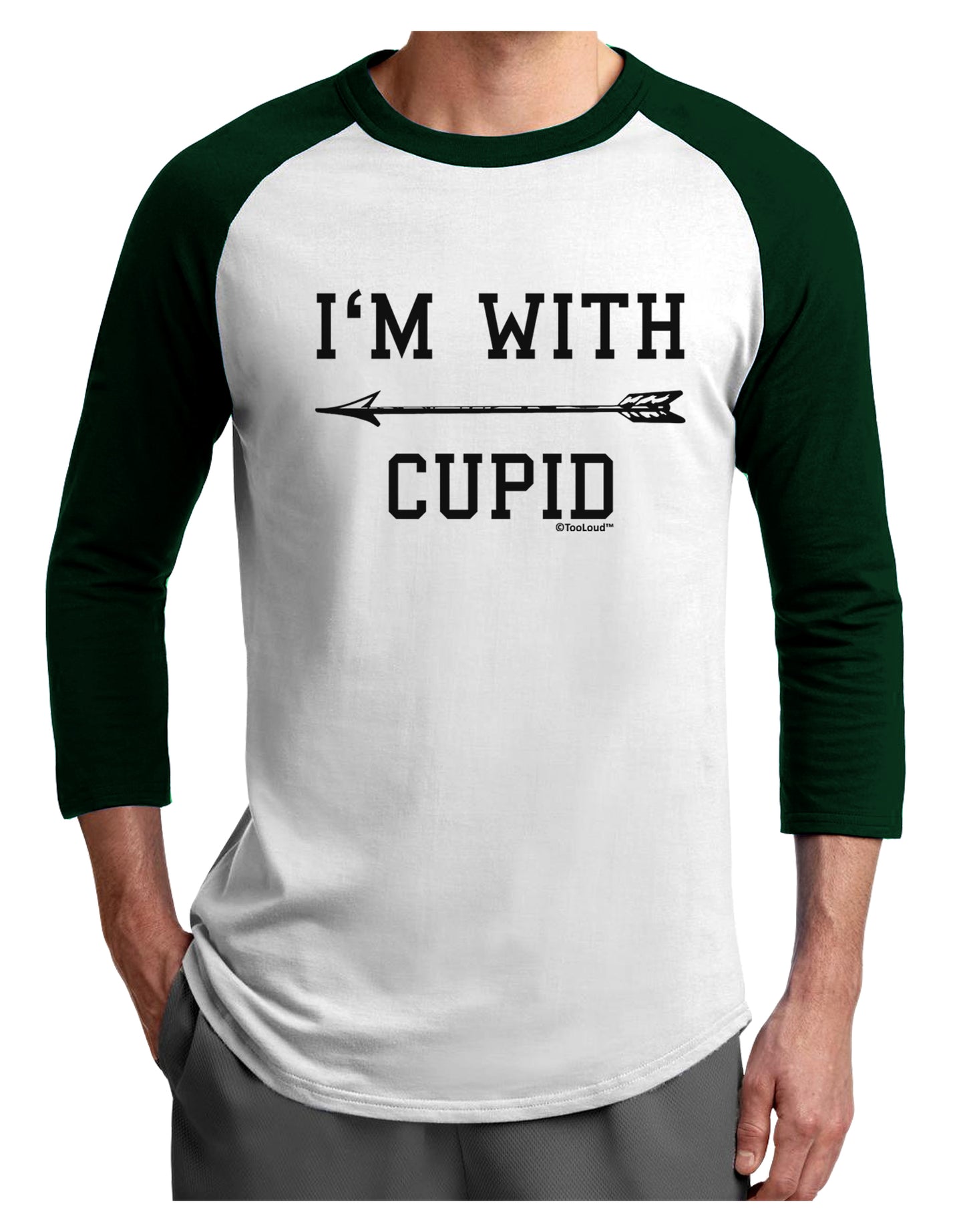 I'm With Cupid - Left Arrow Adult Raglan Shirt by TooLoud-Mens T-Shirt-TooLoud-White-Forest-X-Small-Davson Sales