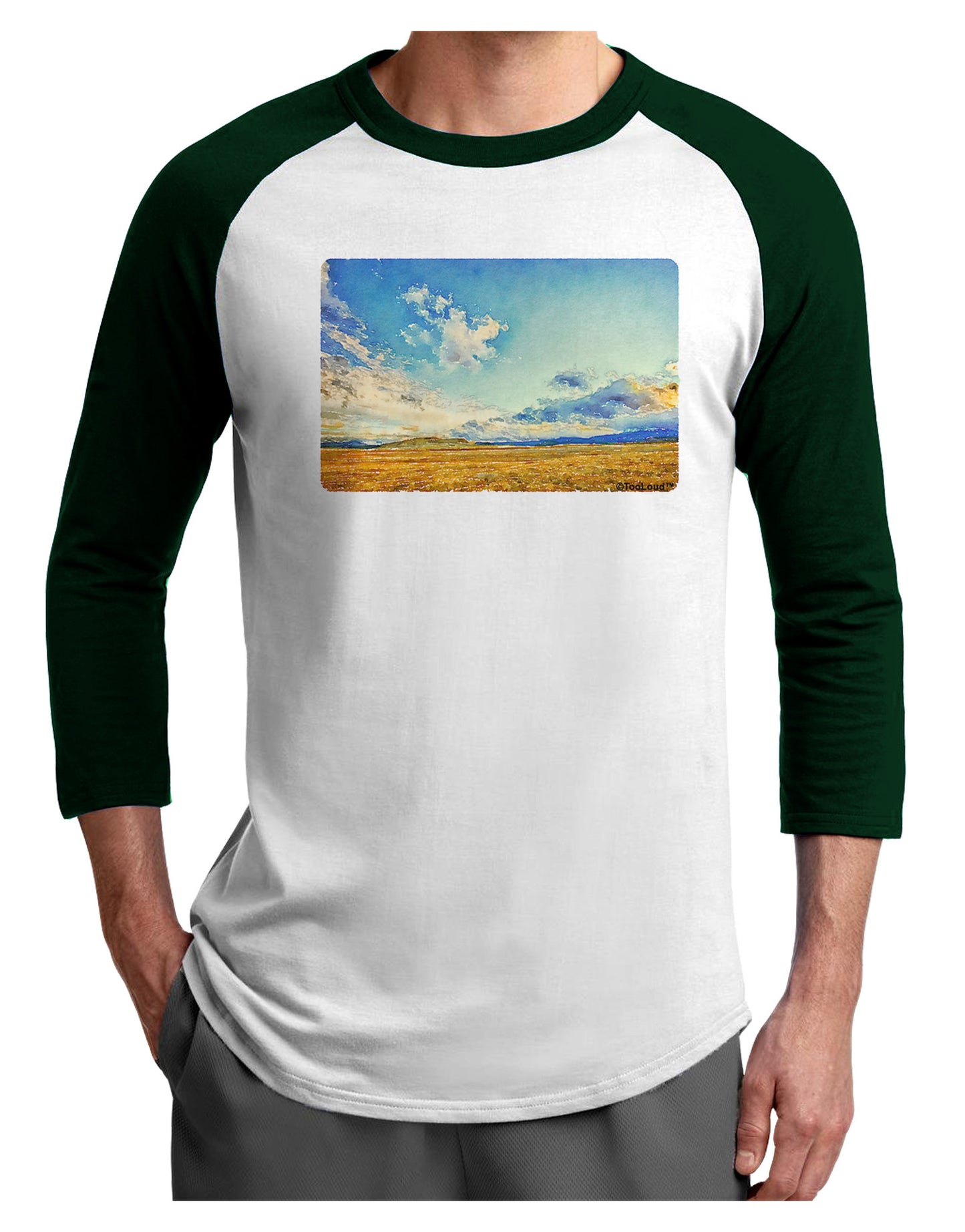 Garden of the Gods Watercolor Adult Raglan Shirt-TooLoud-White-Forest-X-Small-Davson Sales