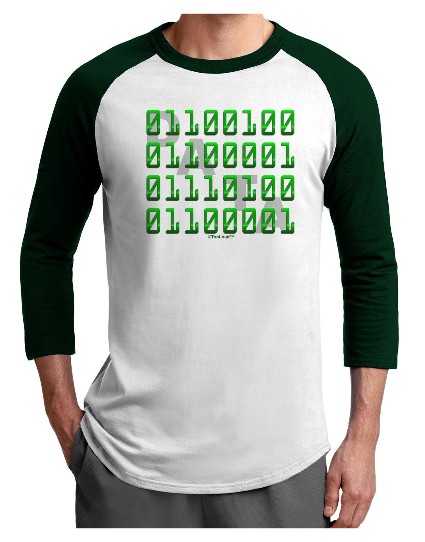 Binary Data Green Adult Raglan Shirt-Raglan Shirt-TooLoud-White-Forest-XXX-Large-Davson Sales