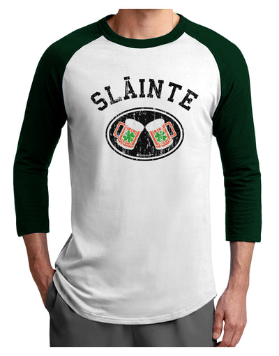 Slainte - St. Patrick's Day Irish Cheers Adult Raglan Shirt by TooLoud-Raglan Shirt-TooLoud-White-Forest-X-Small-Davson Sales