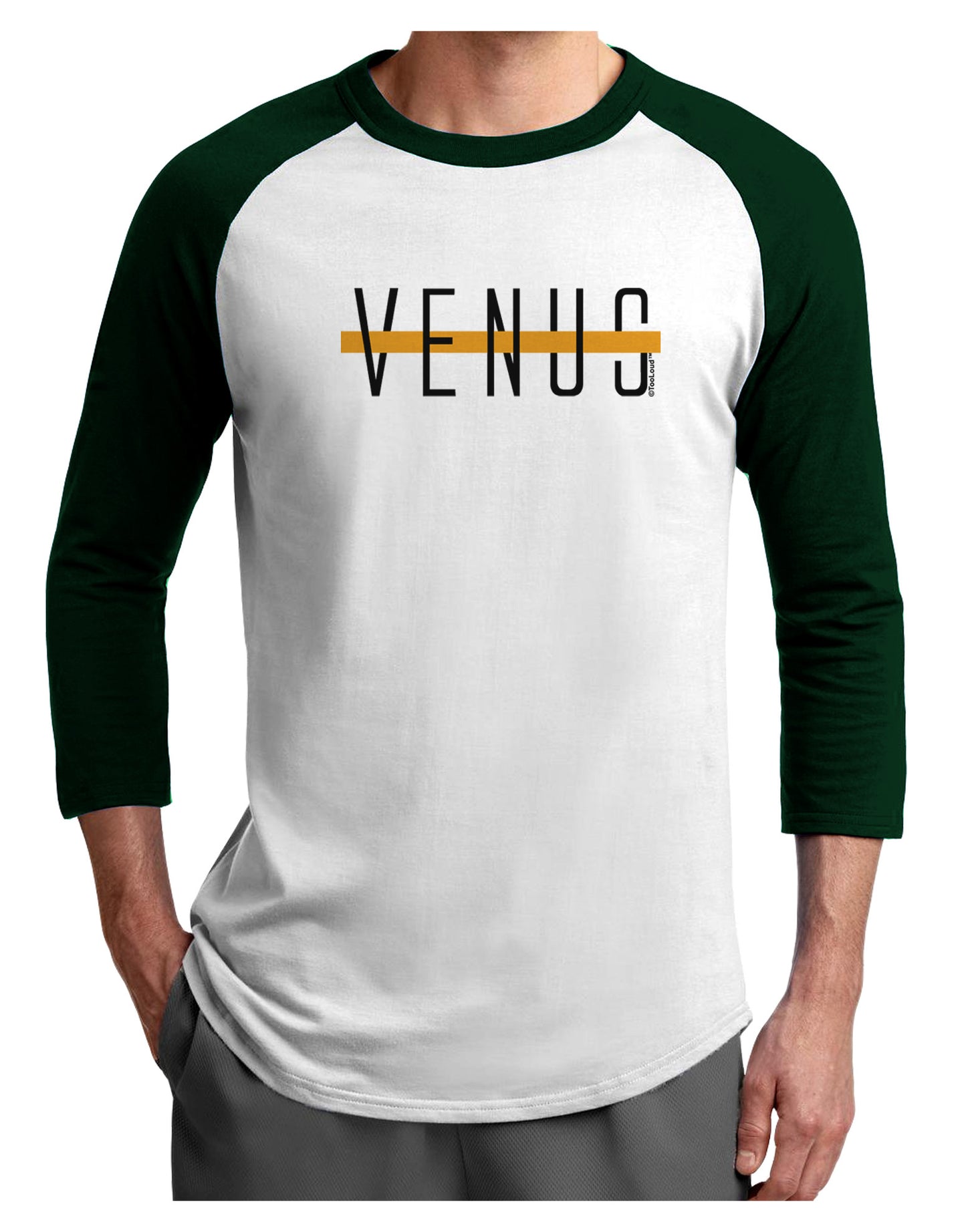 Planet Venus Text Only Adult Raglan Shirt-Raglan Shirt-TooLoud-White-Forest-X-Small-Davson Sales