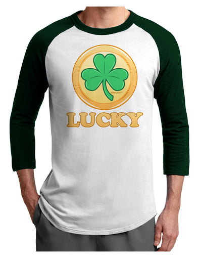 Shamrock Button - Lucky Adult Raglan Shirt by TooLoud-TooLoud-White-Forest-X-Small-Davson Sales