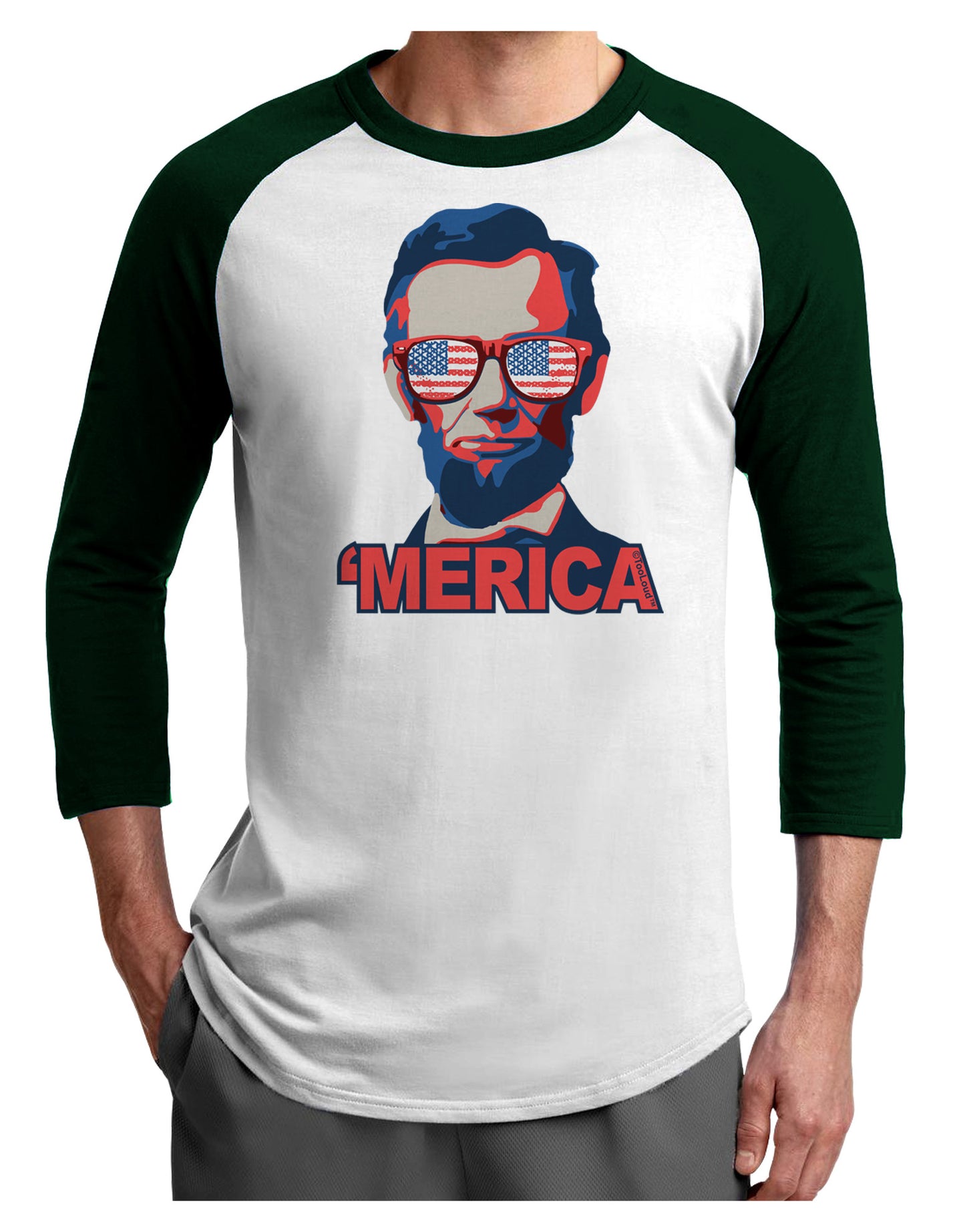 Lincoln Merica Adult Raglan Shirt-Raglan Shirt-TooLoud-White-Forest-X-Small-Davson Sales