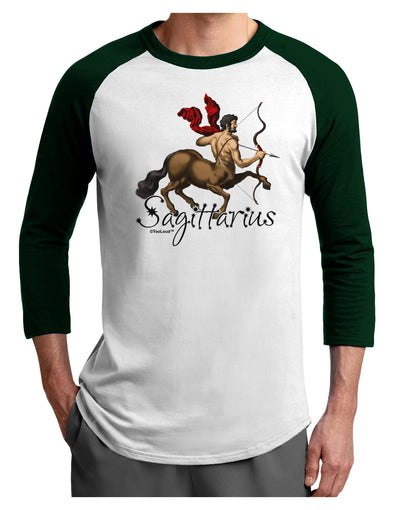 Sagittarius Color Illustration Adult Raglan Shirt-TooLoud-White-Forest-X-Small-Davson Sales