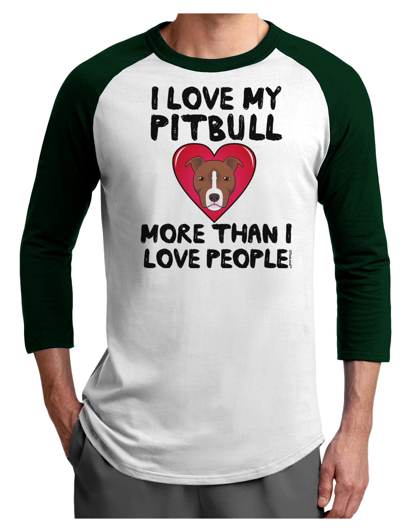 Love Pitbull More Than People Adult Raglan Shirt-Raglan Shirt-TooLoud-White-Forest-X-Small-Davson Sales