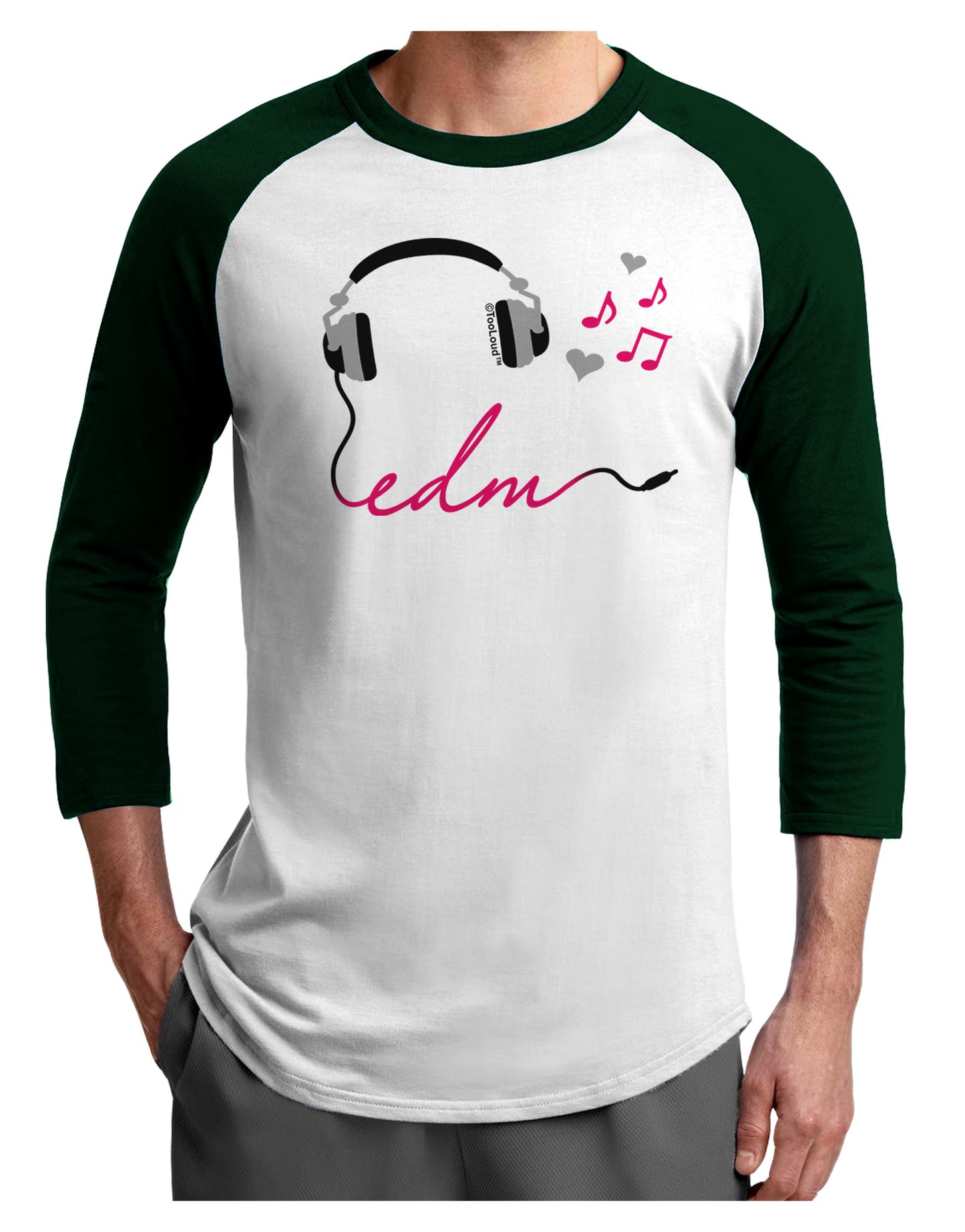 EDM Cord Pink Adult Raglan Shirt-Raglan Shirt-TooLoud-White-Forest-X-Small-Davson Sales