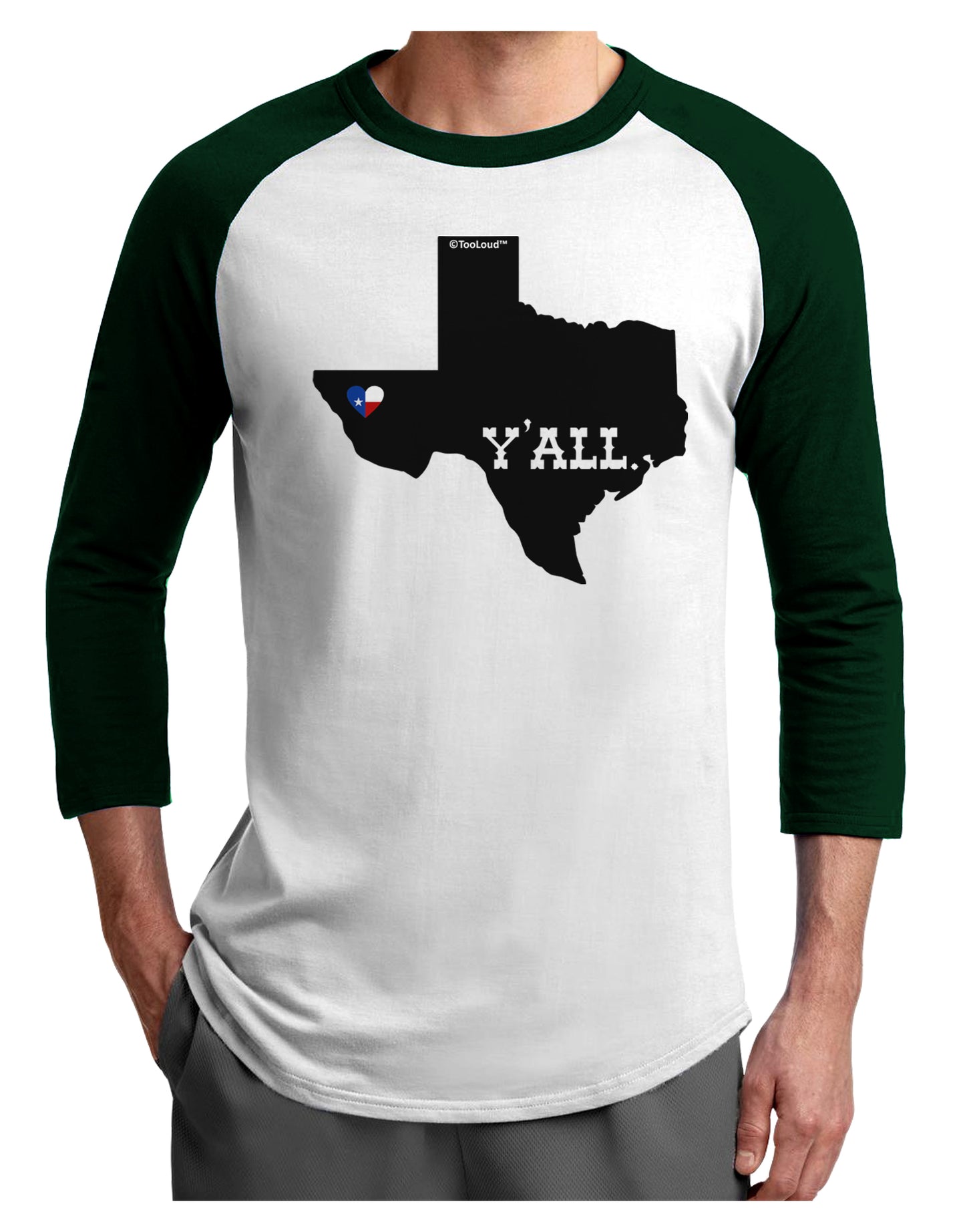 Texas State Y'all Design with Flag Heart Adult Raglan Shirt by TooLoud-Mens T-Shirt-TooLoud-White-Forest-X-Small-Davson Sales