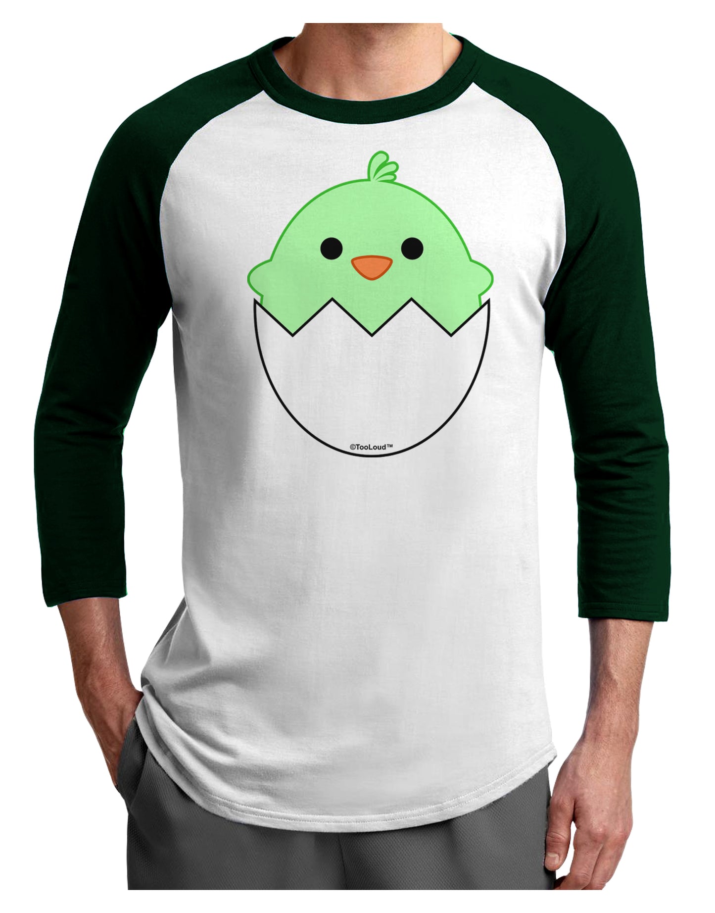 Cute Hatching Chick - Green Adult Raglan Shirt by TooLoud-TooLoud-White-Forest-X-Small-Davson Sales