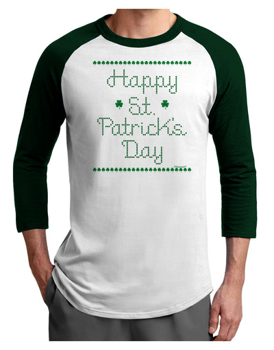 Happy St Patricks Day Clovers Adult Raglan Shirt-Raglan Shirt-TooLoud-White-Forest-X-Small-Davson Sales