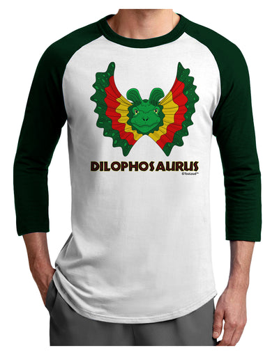 Dilophosaurus Design - Color - Text Adult Raglan Shirt by TooLoud-TooLoud-White-Forest-X-Small-Davson Sales