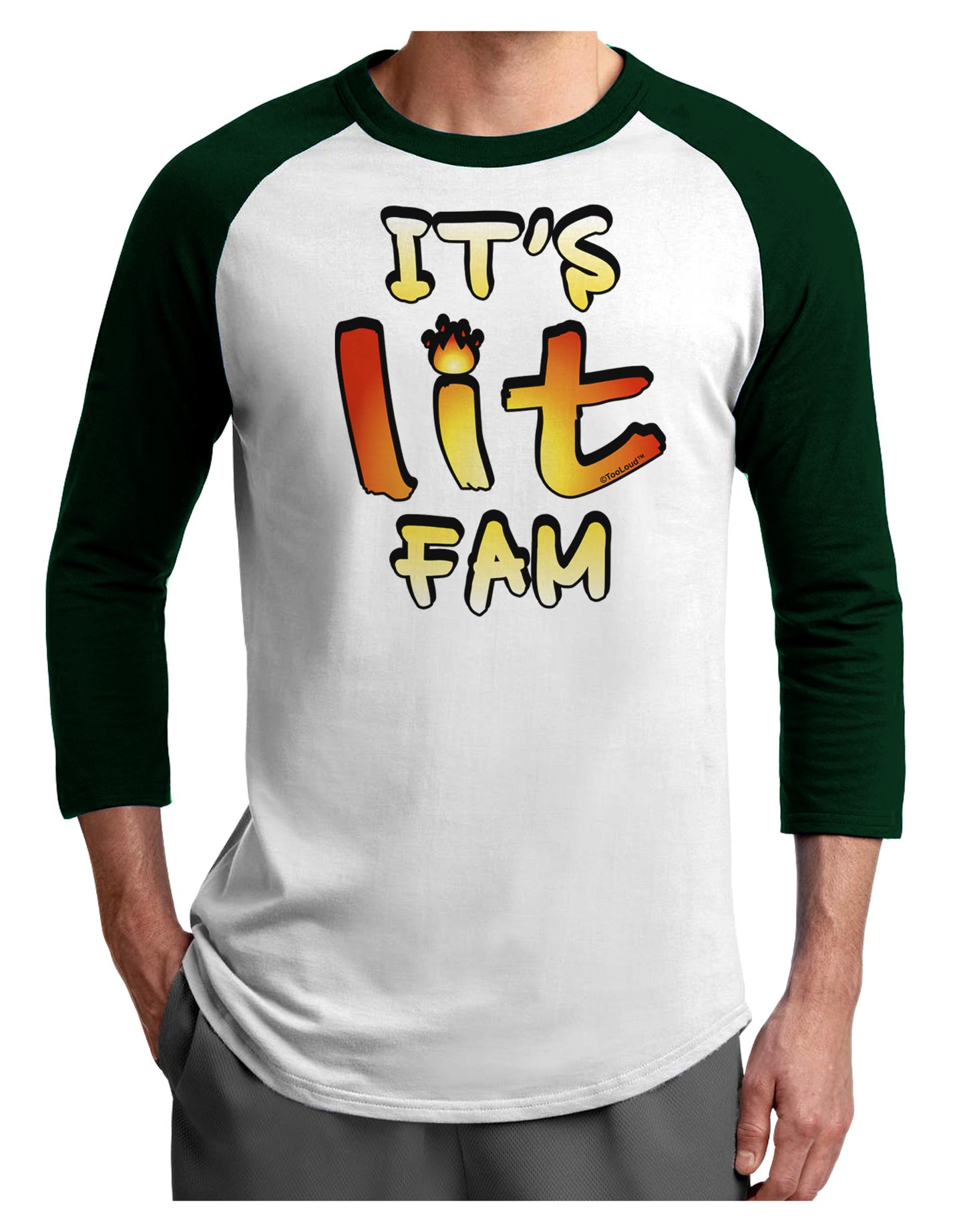 It's Lit Fam Adult Raglan Shirt-Raglan Shirt-TooLoud-White-Forest-X-Small-Davson Sales