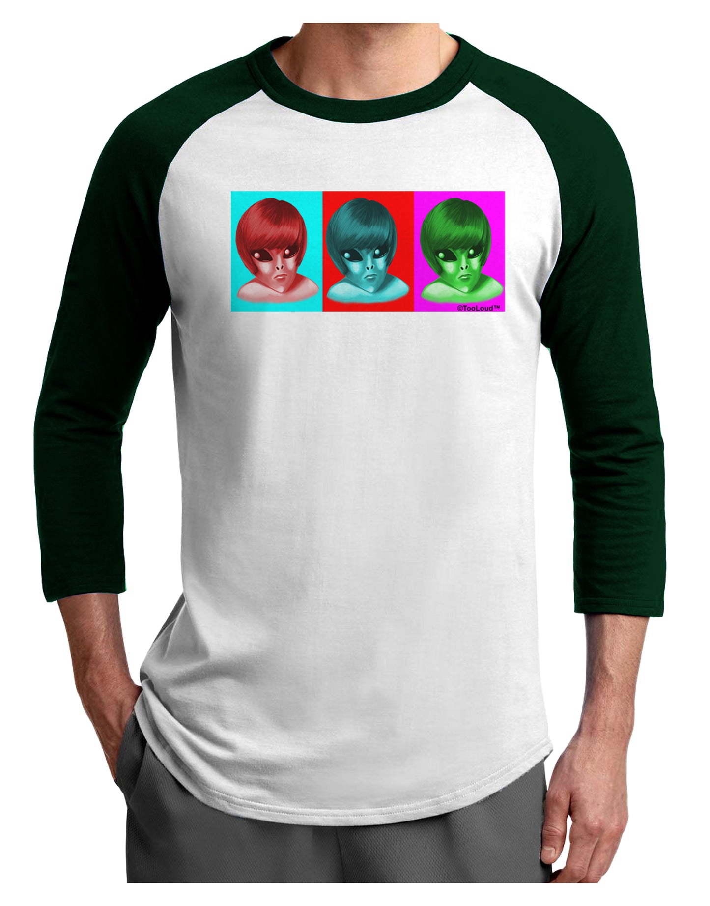 Extraterrestial Pop-art #2 Adult Raglan Shirt by TooLoud-TooLoud-White-Forest-X-Small-Davson Sales