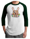 Cute Bunny with Eggs Adult Raglan Shirt-TooLoud-White-Forest-X-Small-Davson Sales