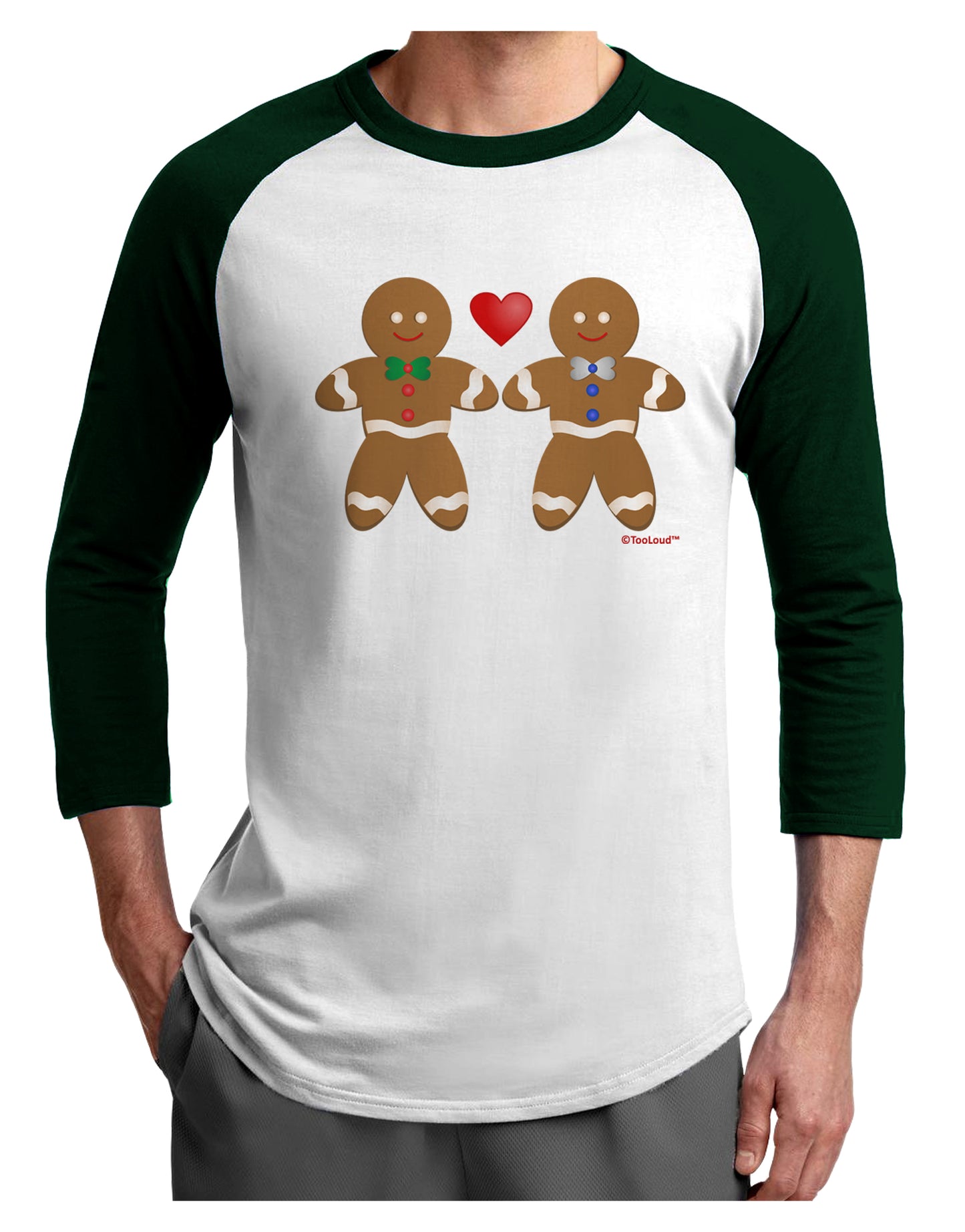 Gingerbread Man Couple Adult Raglan Shirt by TooLoud-TooLoud-White-Forest-X-Small-Davson Sales