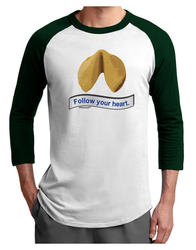 Follow Your Heart Fortune Adult Raglan Shirt-TooLoud-White-Forest-X-Small-Davson Sales