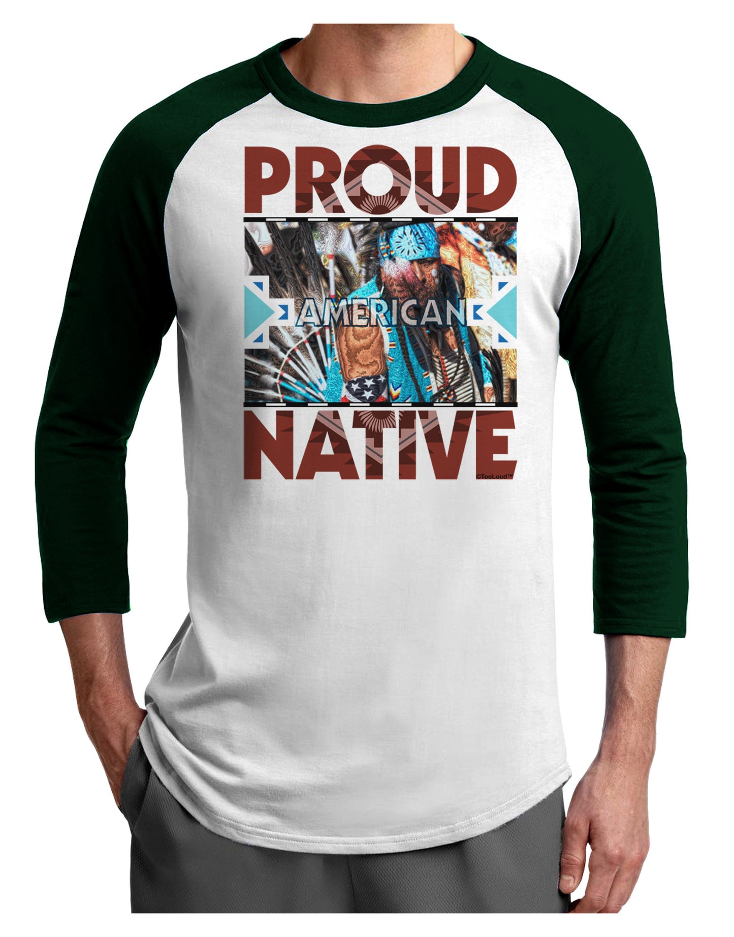 Proud Native American Adult Raglan Shirt-TooLoud-White-Forest-X-Small-Davson Sales