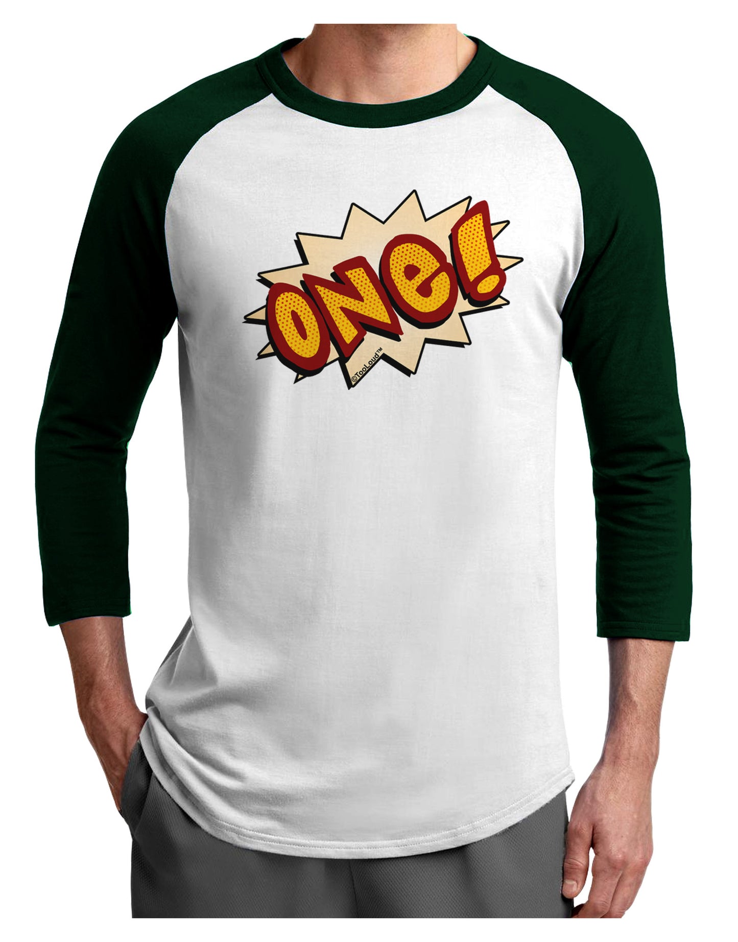 Onomatopoeia One Birthday Adult Raglan Shirt-TooLoud-White-Forest-X-Small-Davson Sales