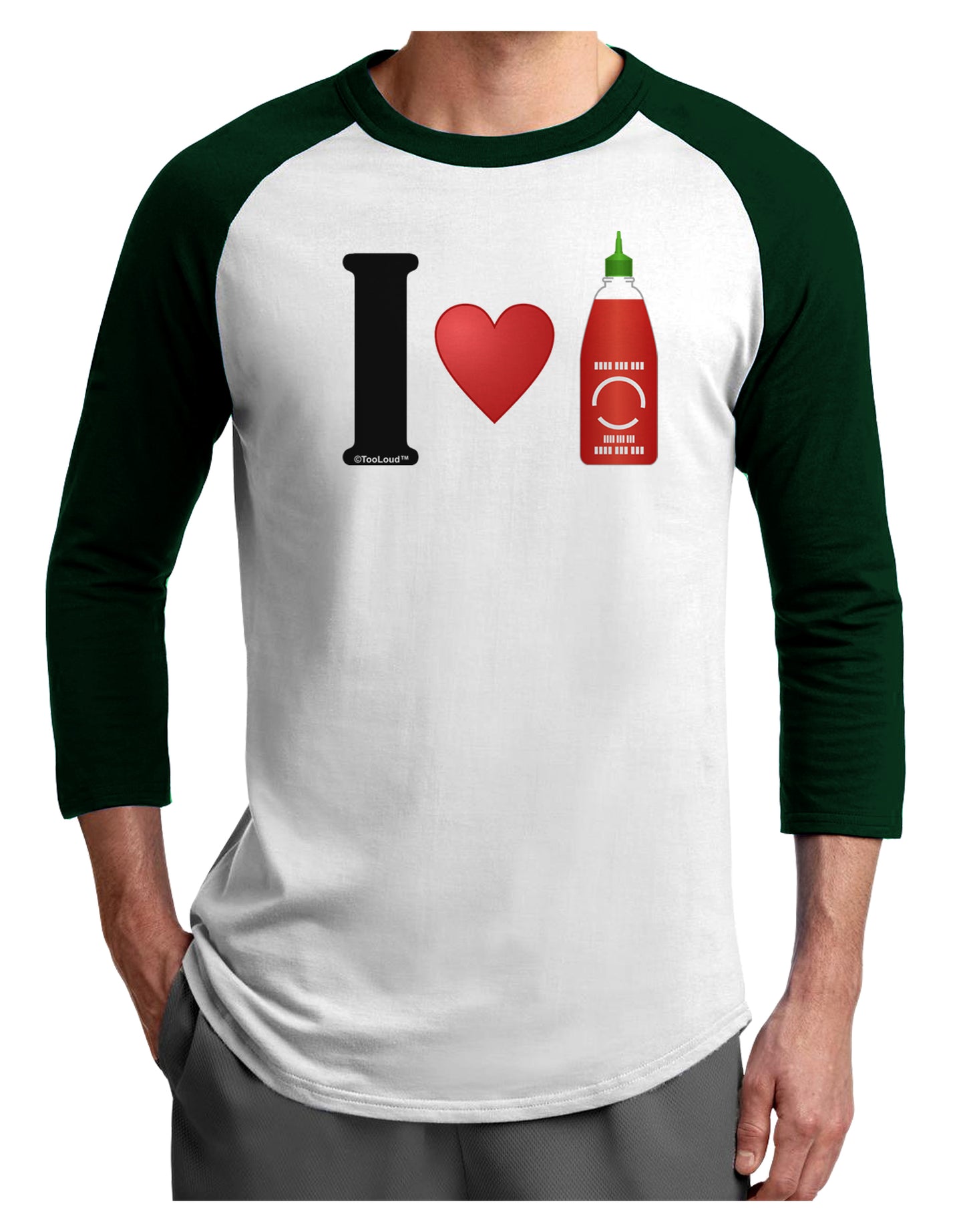 I Heart Sriracha Design Adult Raglan Shirt by TooLoud-TooLoud-White-Forest-X-Small-Davson Sales