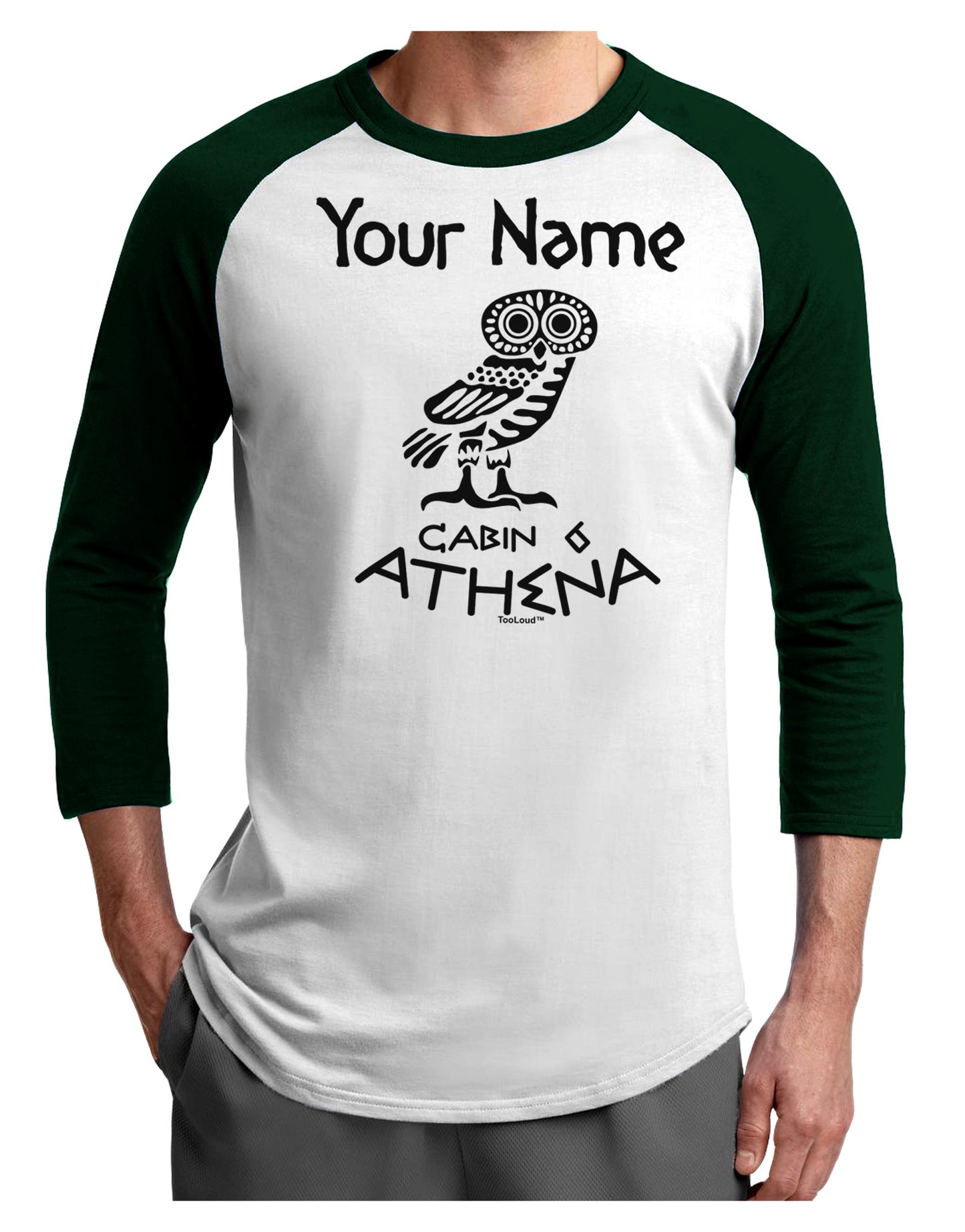 Personalized Cabin 6 Athena Adult Raglan Shirt by-Raglan Shirt-TooLoud-White-Forest-X-Small-Davson Sales