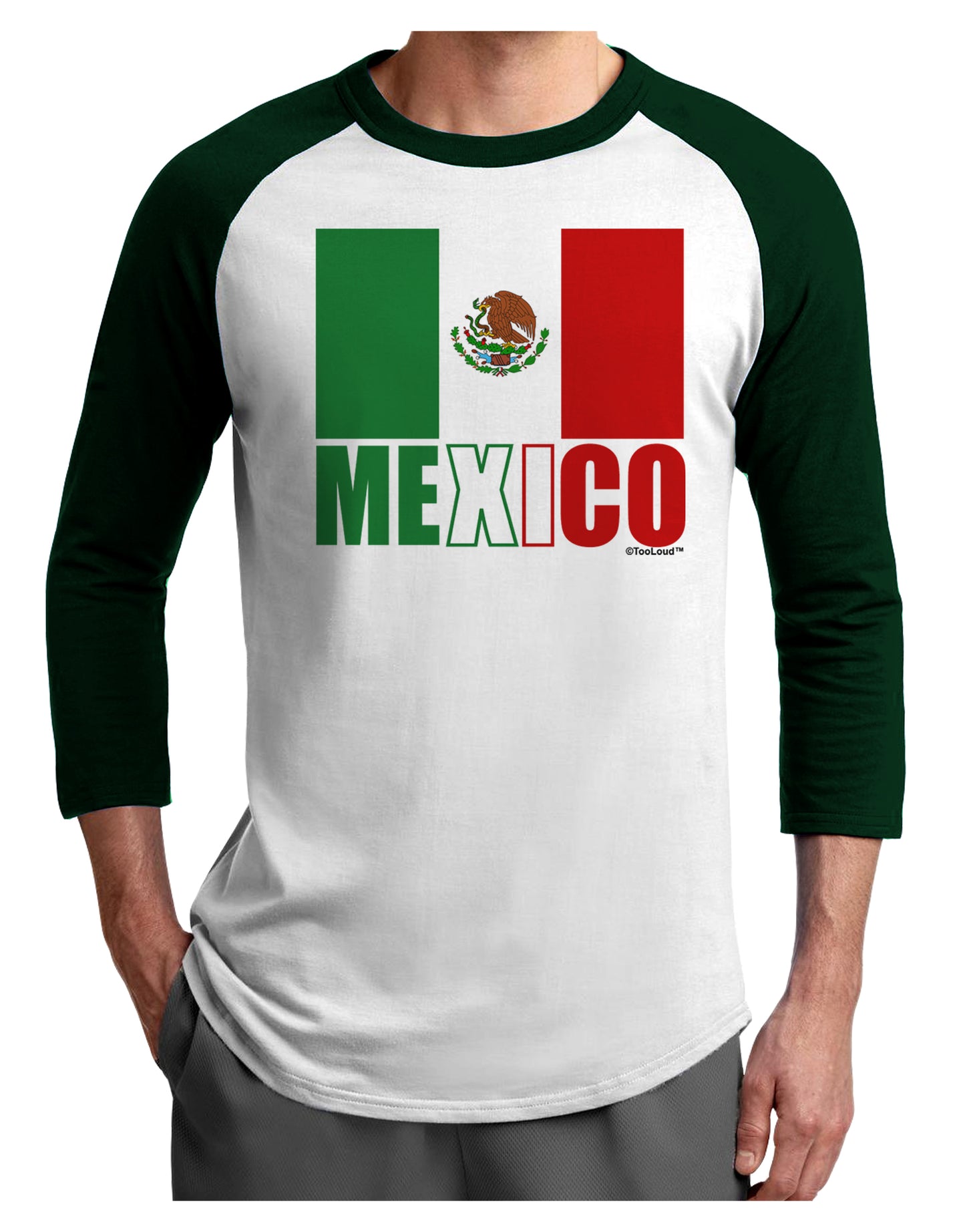 Mexican Flag - Mexico Text Adult Raglan Shirt by TooLoud-TooLoud-White-Forest-X-Small-Davson Sales