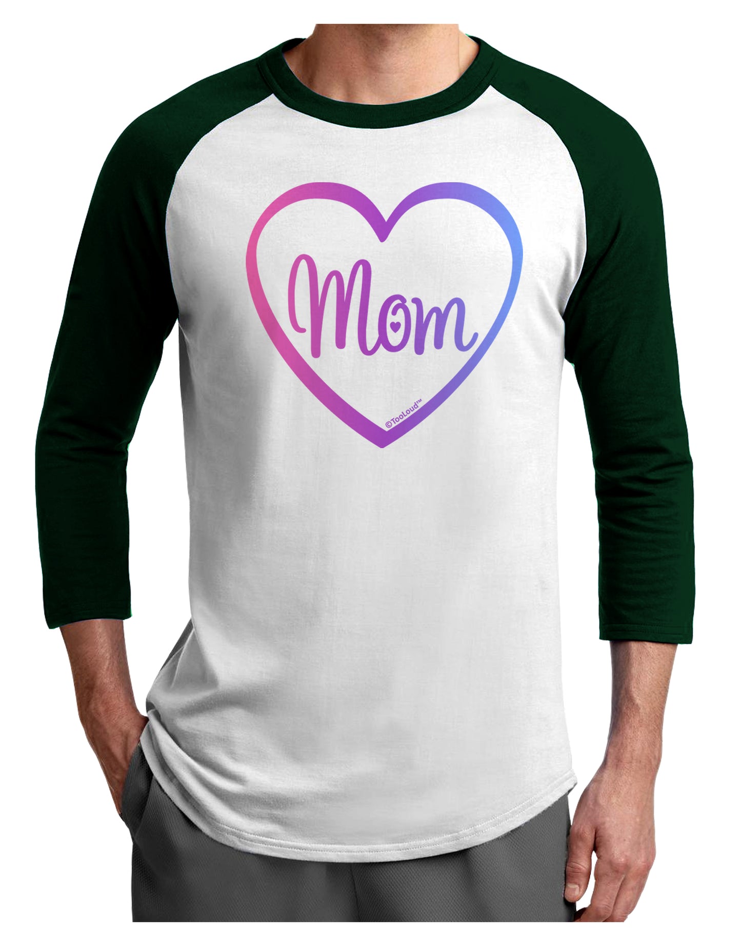 Mom Heart Design - Gradient Colors Adult Raglan Shirt by TooLoud-TooLoud-White-Forest-X-Small-Davson Sales
