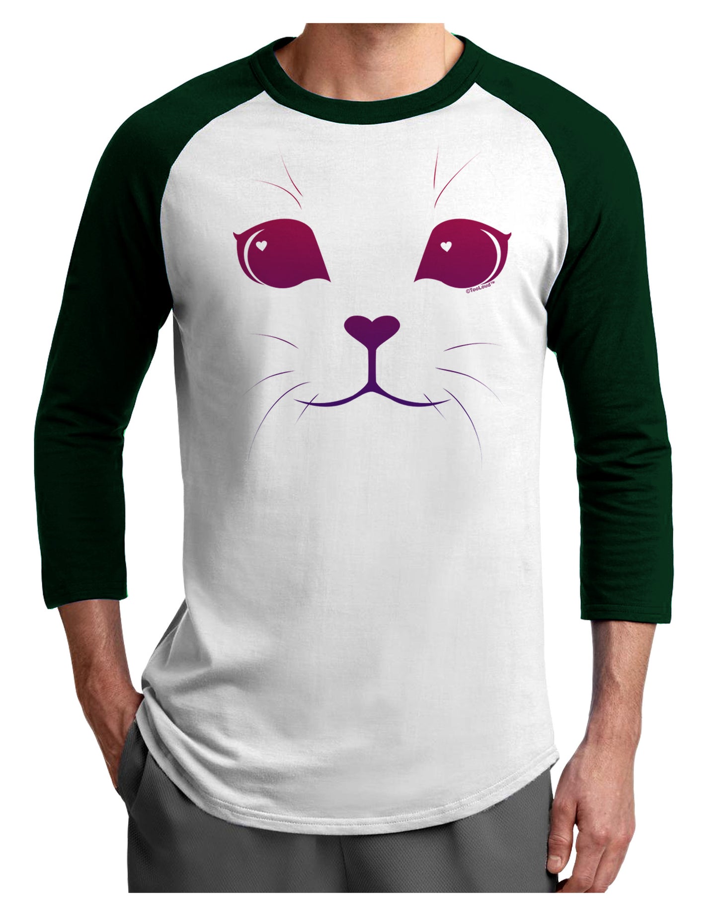 Heart Kitten Adult Raglan Shirt by-Raglan Shirt-TooLoud-White-Forest-X-Small-Davson Sales