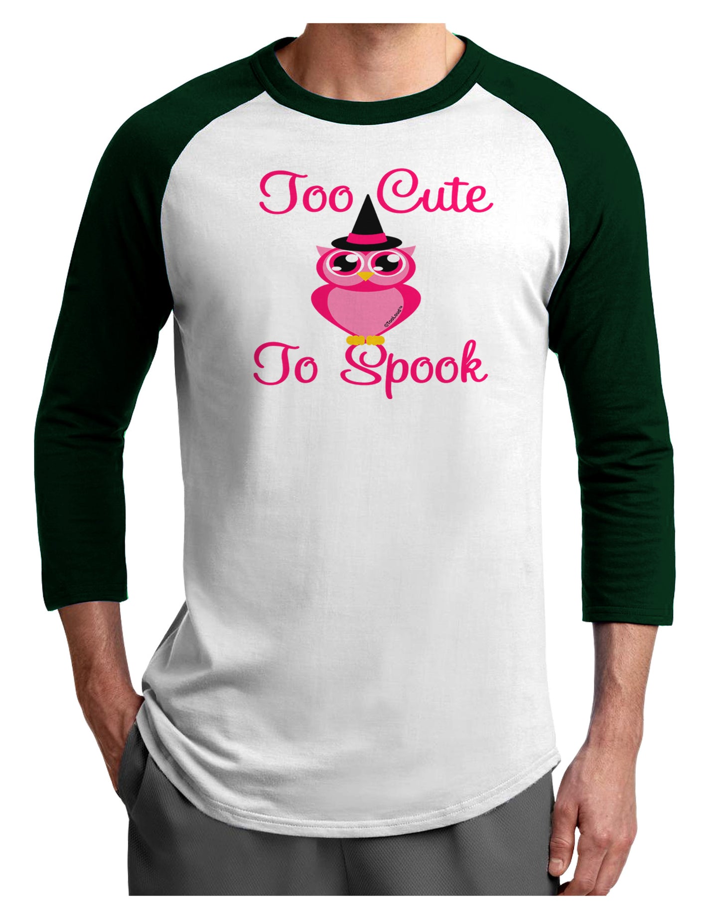 Owl Too Cute Pink Adult Raglan Shirt-Raglan Shirt-TooLoud-White-Forest-X-Small-Davson Sales