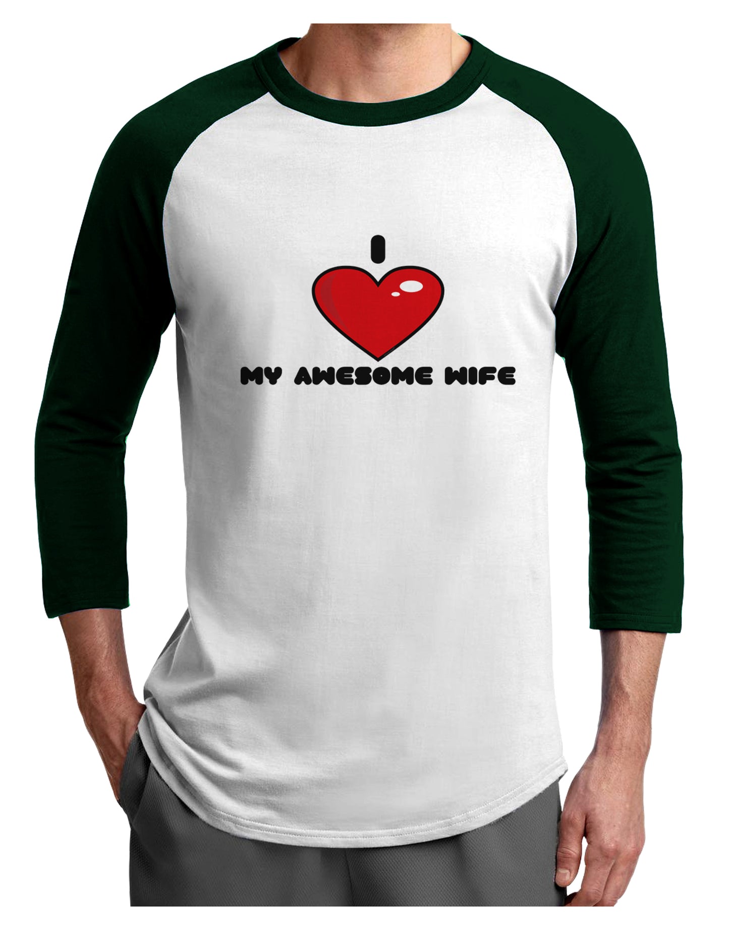 I Heart My Awesome Wife Adult Raglan Shirt by TooLoud-TooLoud-White-Forest-X-Small-Davson Sales