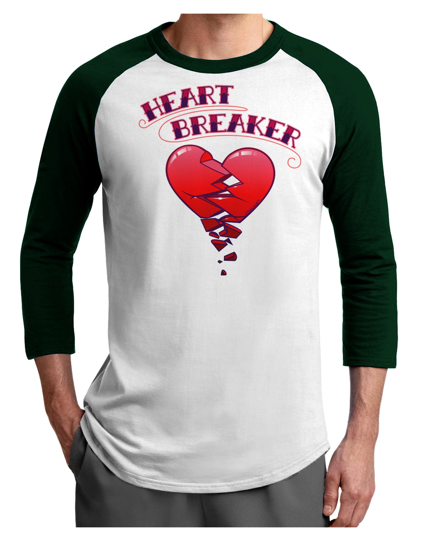 Heart Breaker Cute Adult Raglan Shirt by-Raglan Shirt-TooLoud-White-Forest-X-Small-Davson Sales