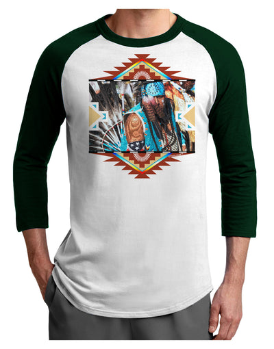 Native American Dancer 2 Adult Raglan Shirt-TooLoud-White-Forest-X-Small-Davson Sales