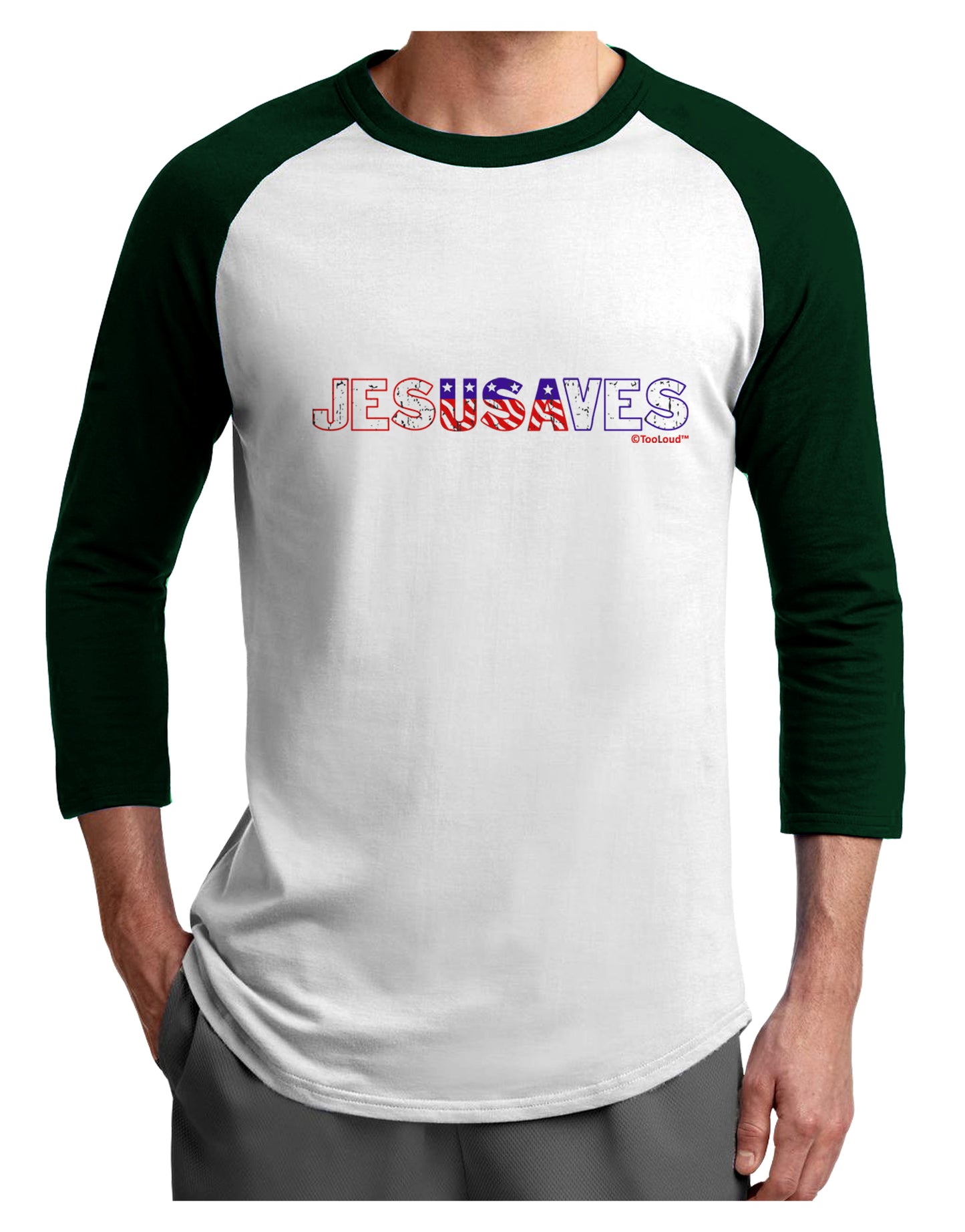 JesUSAves - Jesus Saves USA Design Adult Raglan Shirt by TooLoud-TooLoud-White-Forest-X-Small-Davson Sales