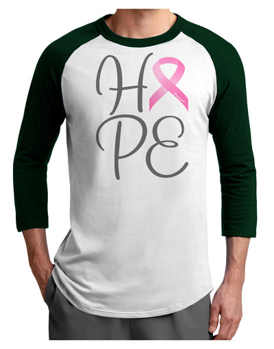 Hope - Breast Cancer Awareness Ribbon Adult Raglan Shirt-TooLoud-White-Forest-X-Small-Davson Sales