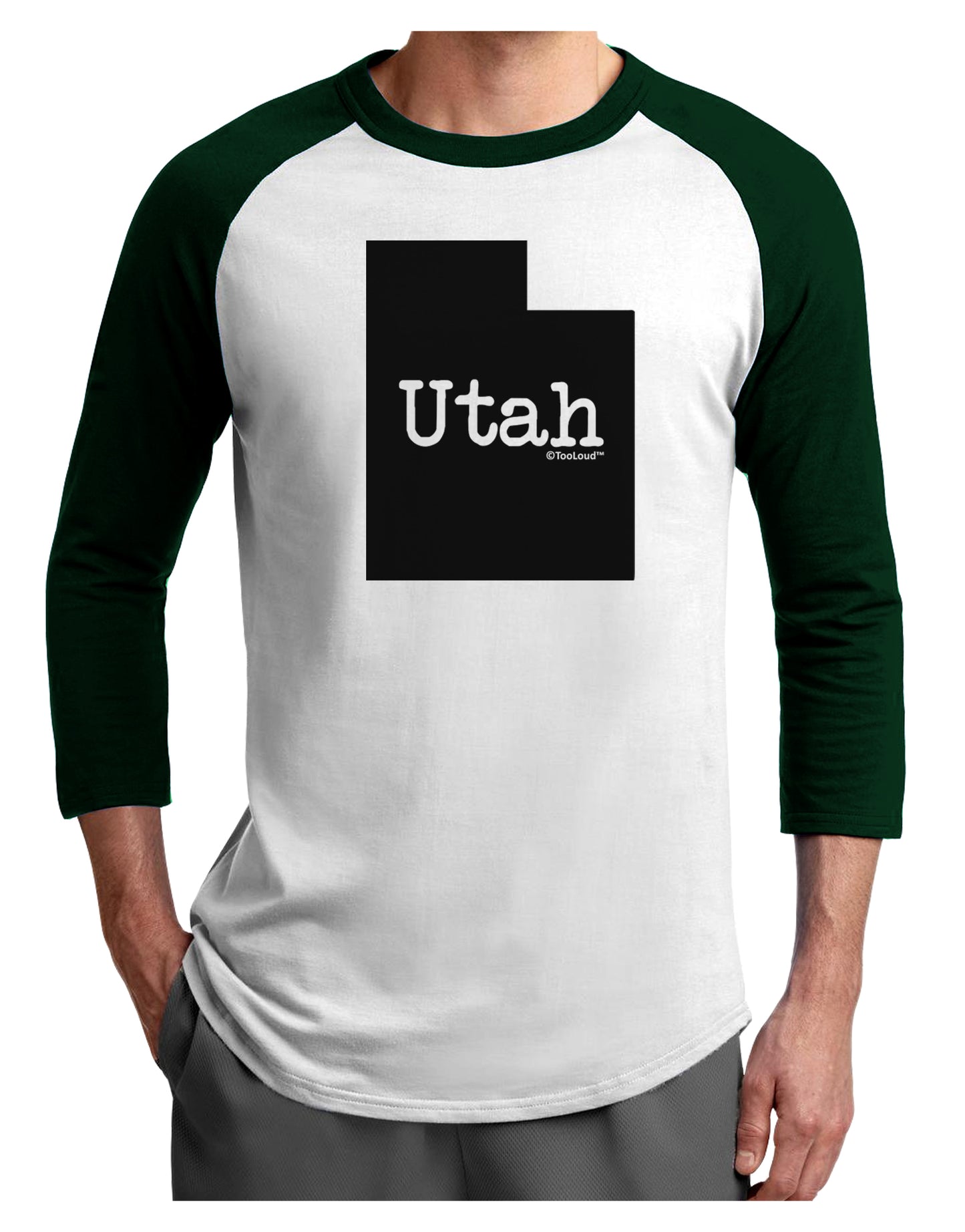 Utah - United States Shape Adult Raglan Shirt by TooLoud-TooLoud-White-Forest-X-Small-Davson Sales
