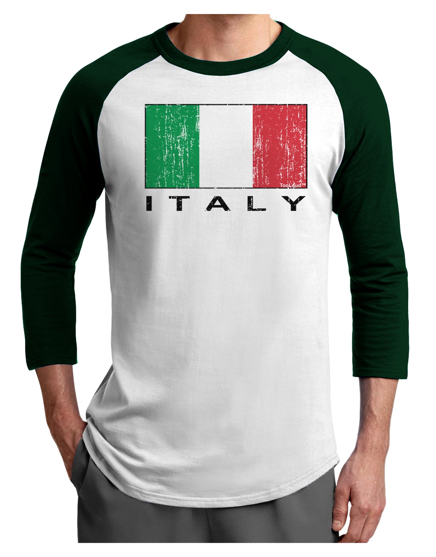Italian Flag - Italy Text Distressed Adult Raglan Shirt by TooLoud-TooLoud-White-Forest-X-Small-Davson Sales