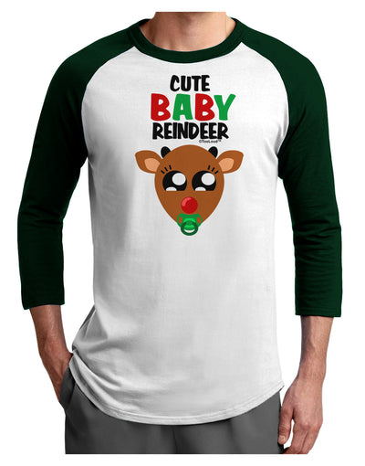 Cute Baby Reindeer Matching Deer Adult Raglan Shirt-Raglan Shirt-TooLoud-White-Forest-X-Small-Davson Sales